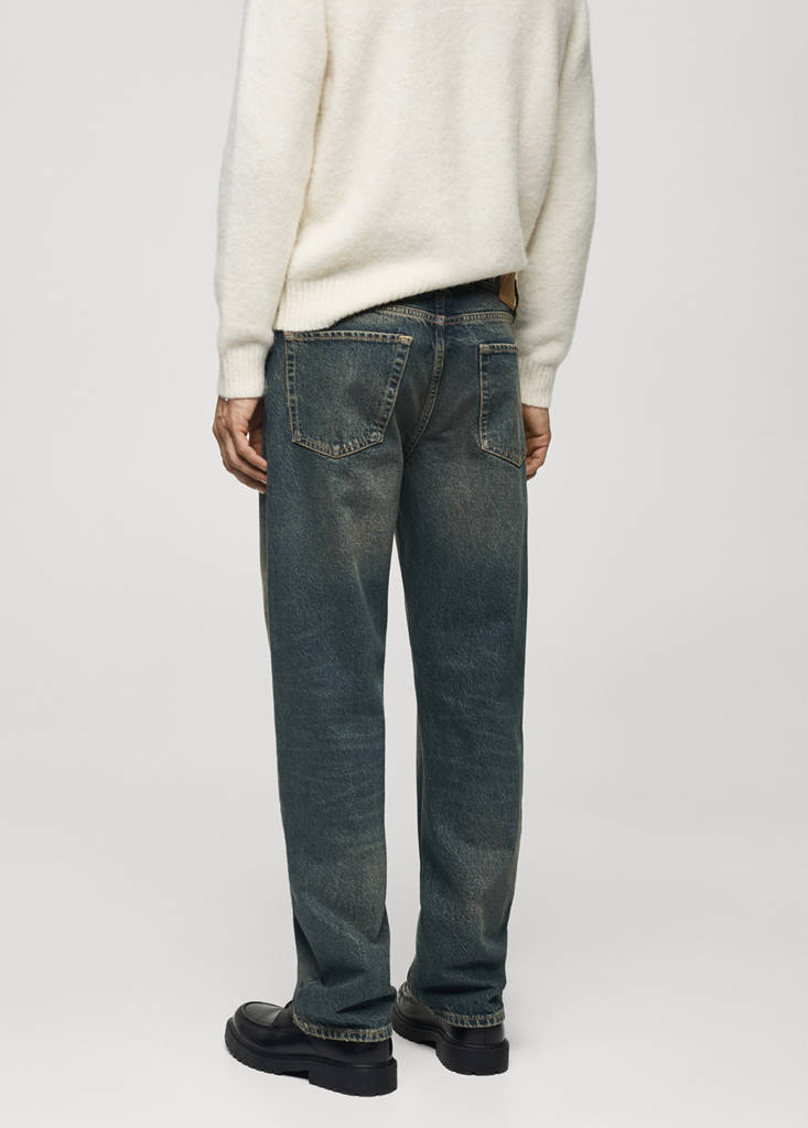 Straight-fit jeans with frayed effect — Mint Green