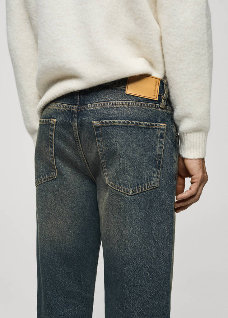Straight-fit jeans with frayed effect — Mint Green