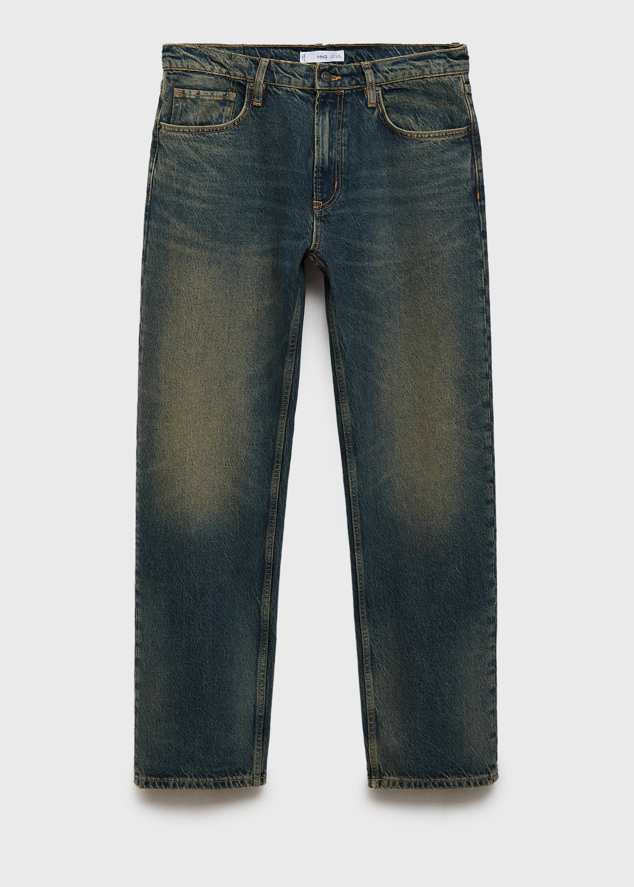 Джинсы straight fit с потертым эффектом - Изделие без модели