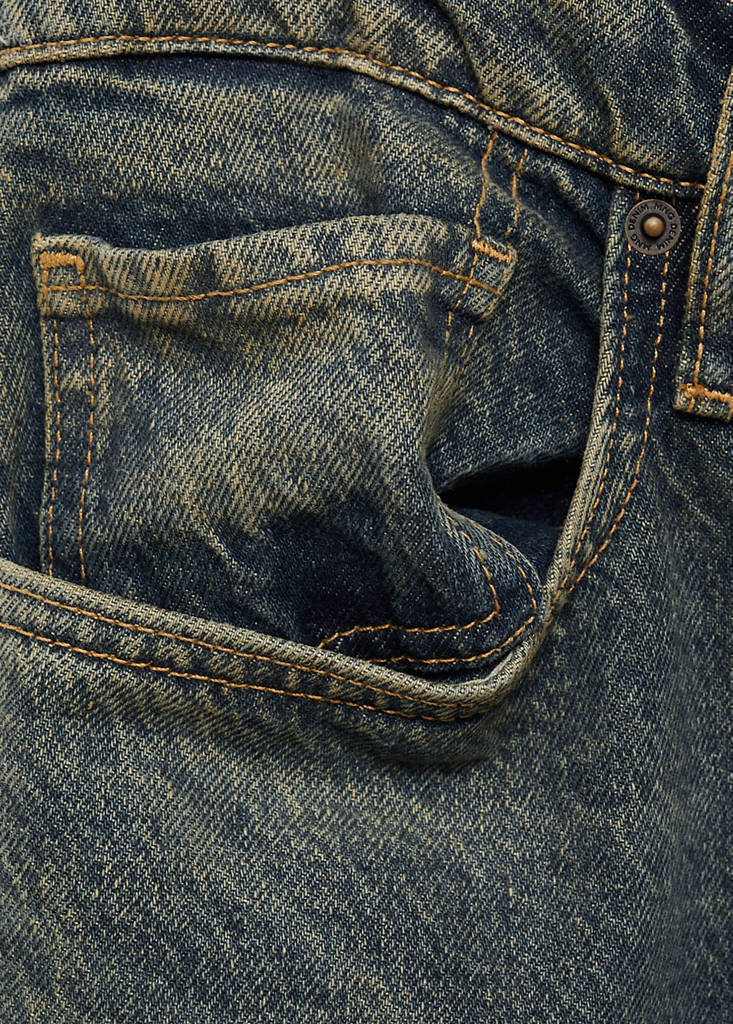 Straight-fit jeans with frayed effect — Mint Green
