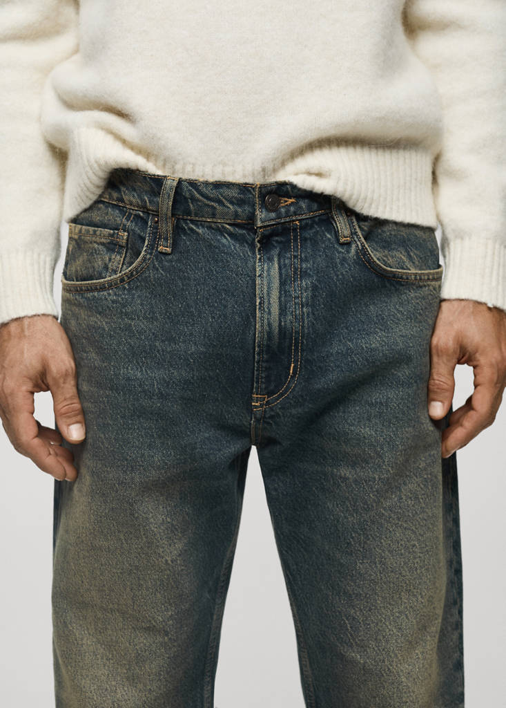 Straight-fit jeans with frayed effect — Mint Green