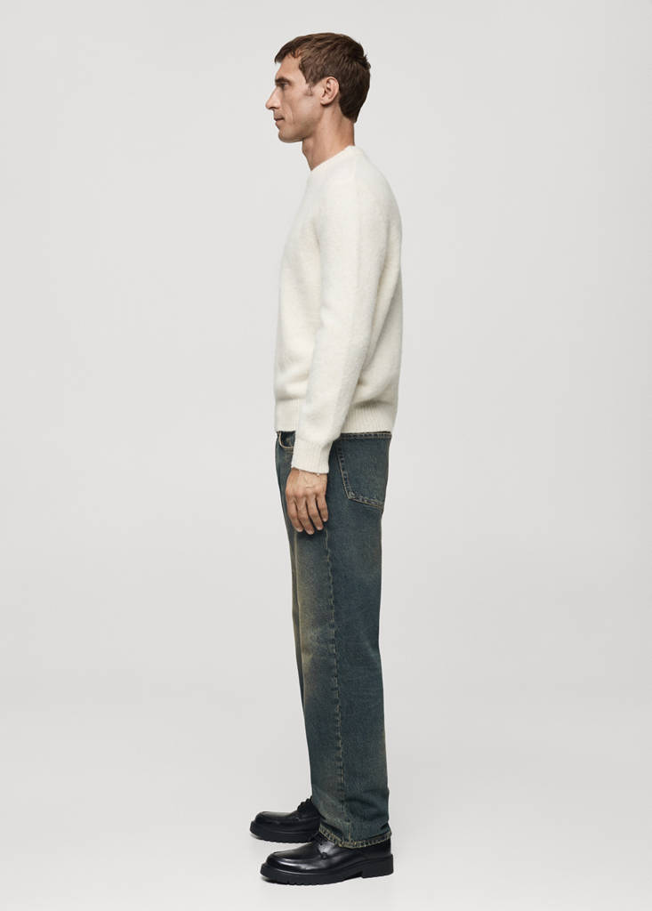 Straight-fit jeans with frayed effect — Mint Green