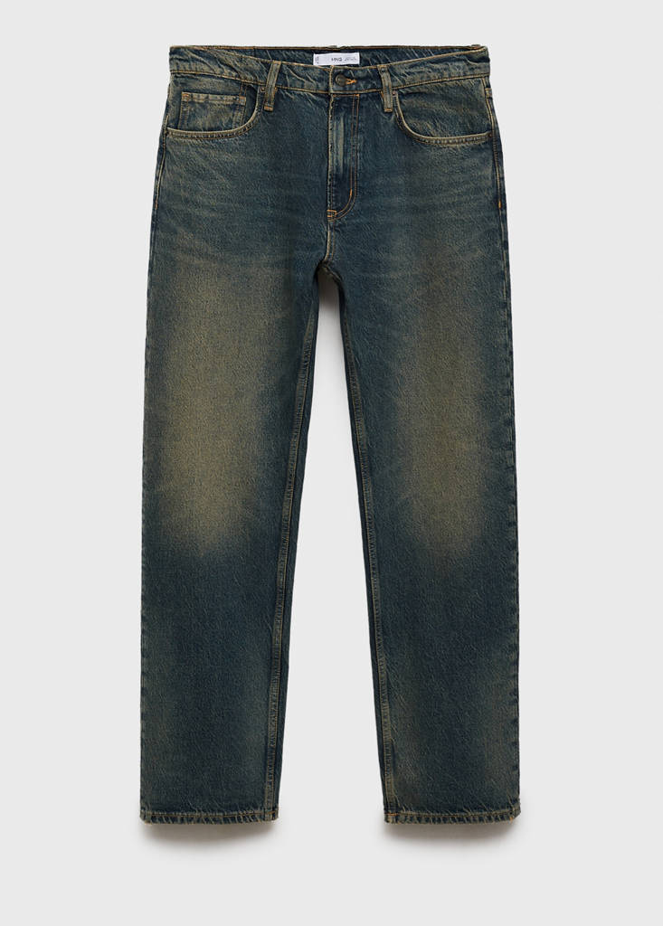 Straight-fit jeans with frayed effect — Mint Green