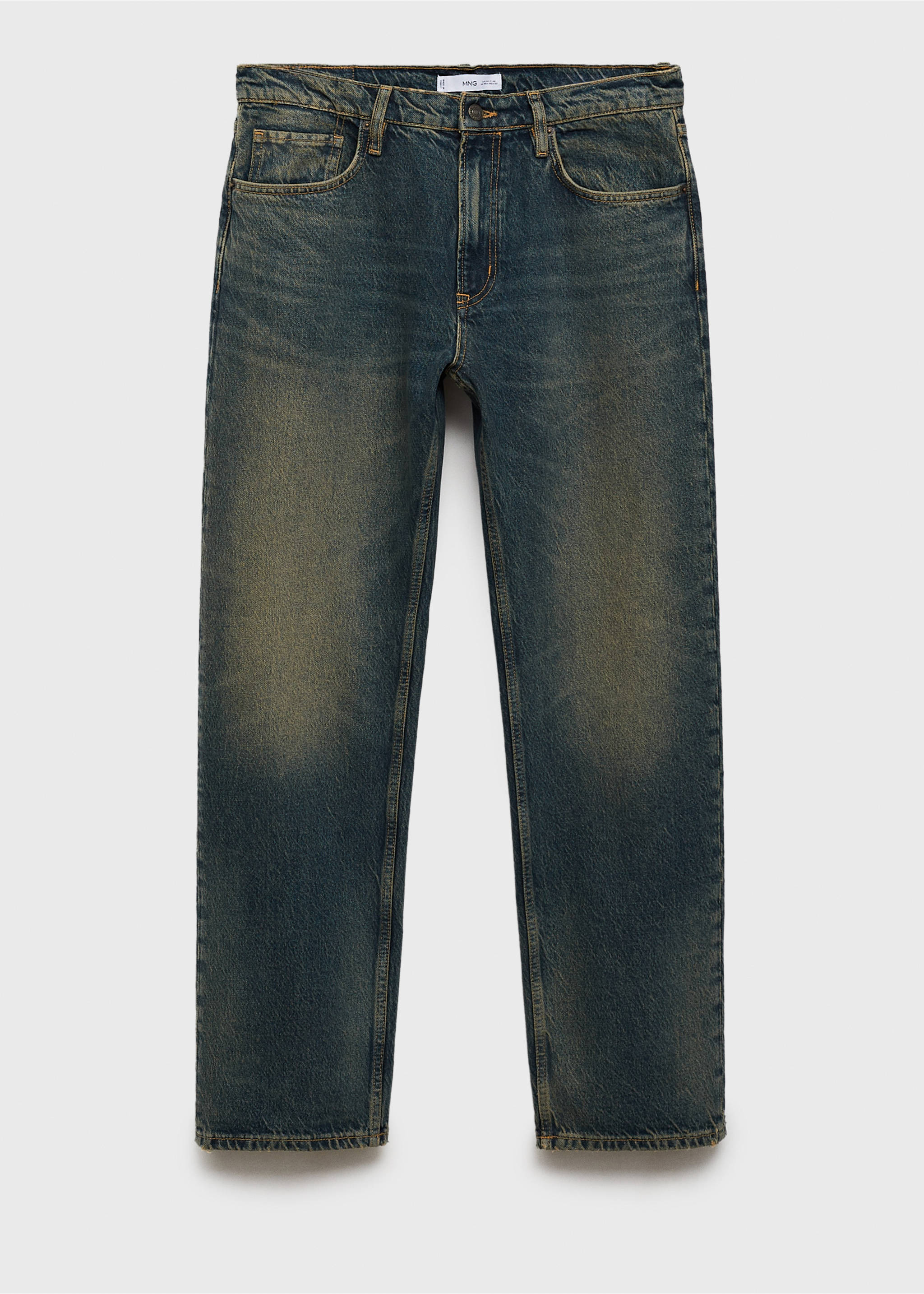 Straight-fit jeans with frayed effect - Article without model, Mint Green. Ref: 77086002-00.