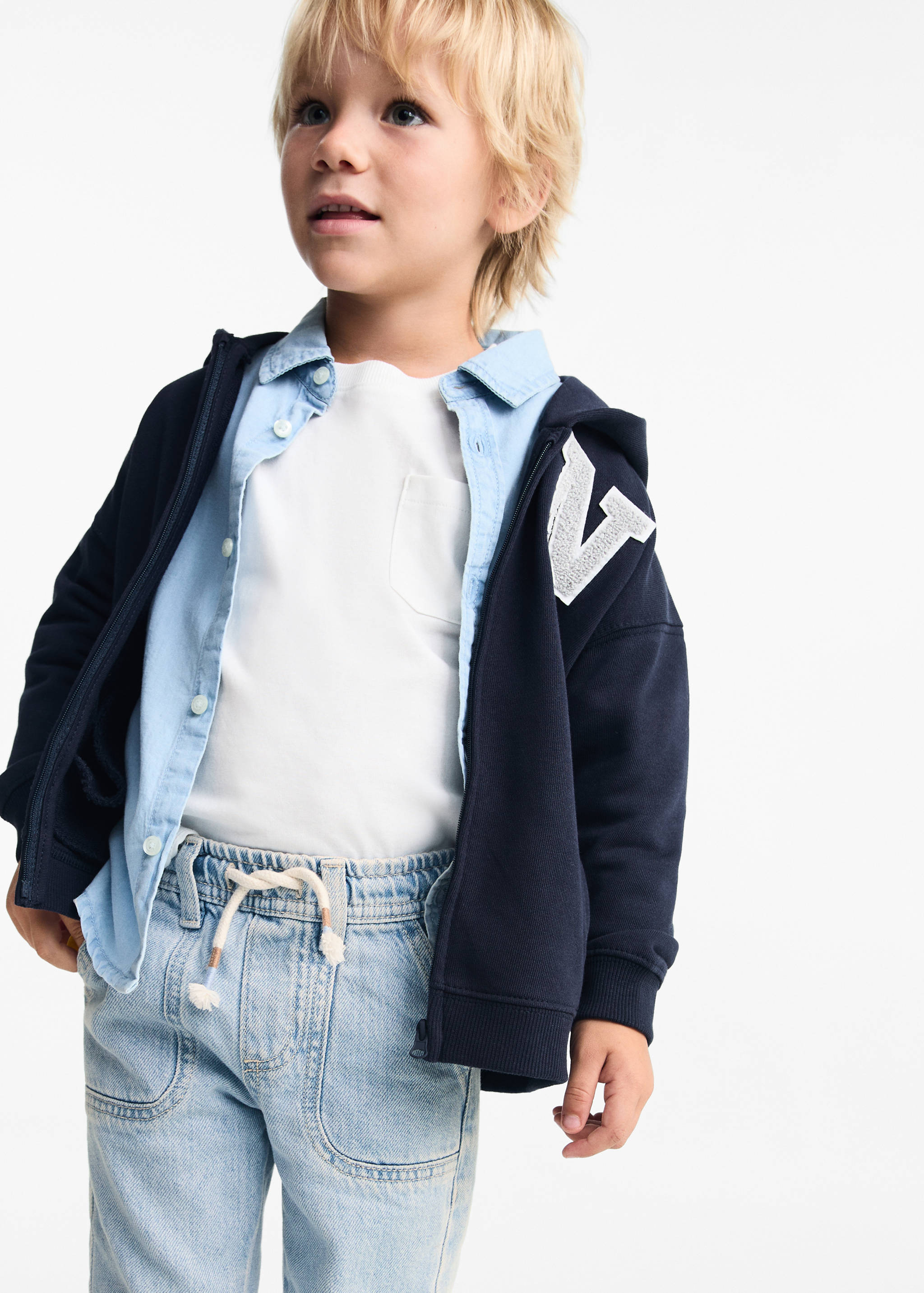 Jeans with elastic waist and pockets - Details of the article 1