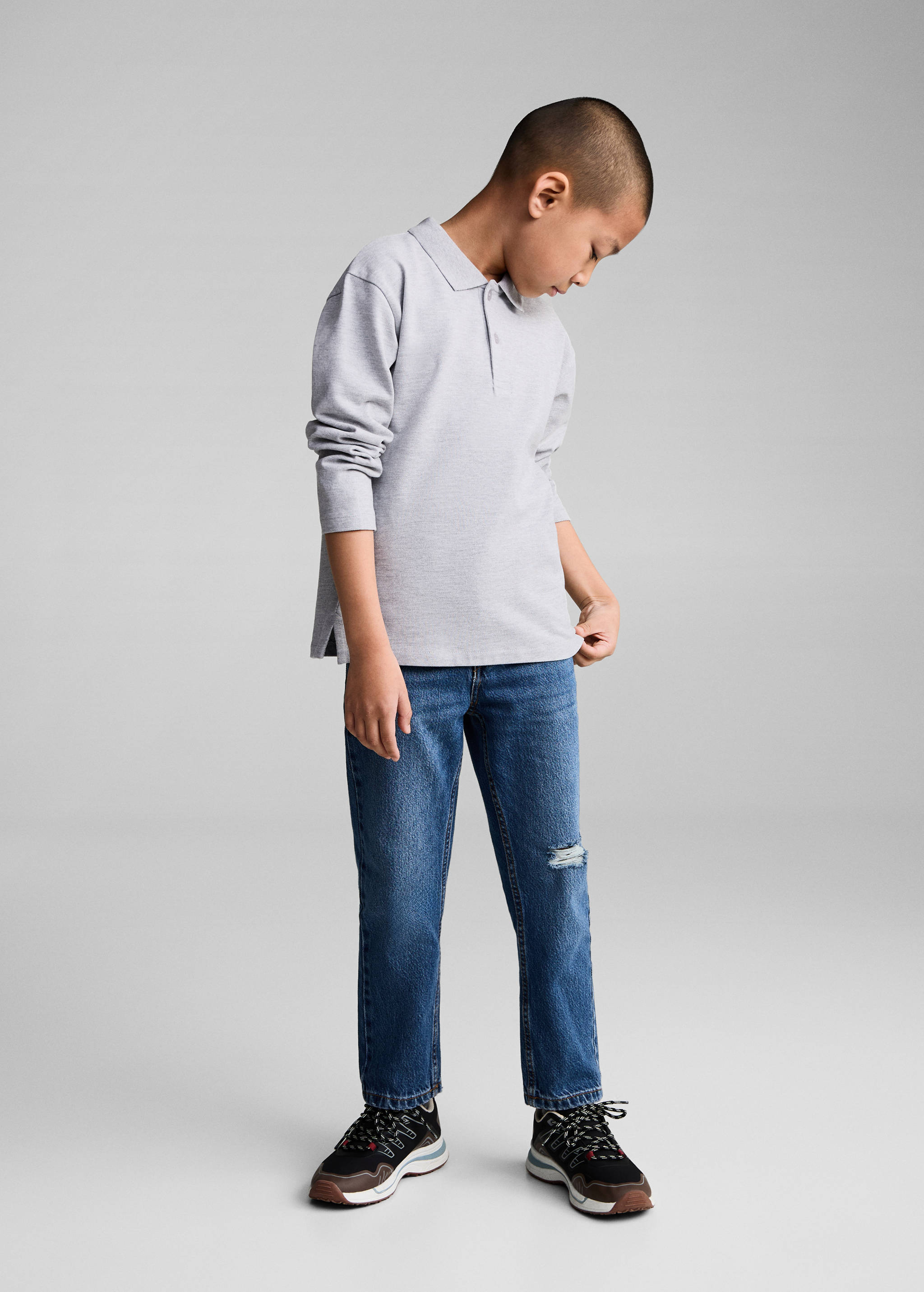 Long sleeves cotton polo - General plane