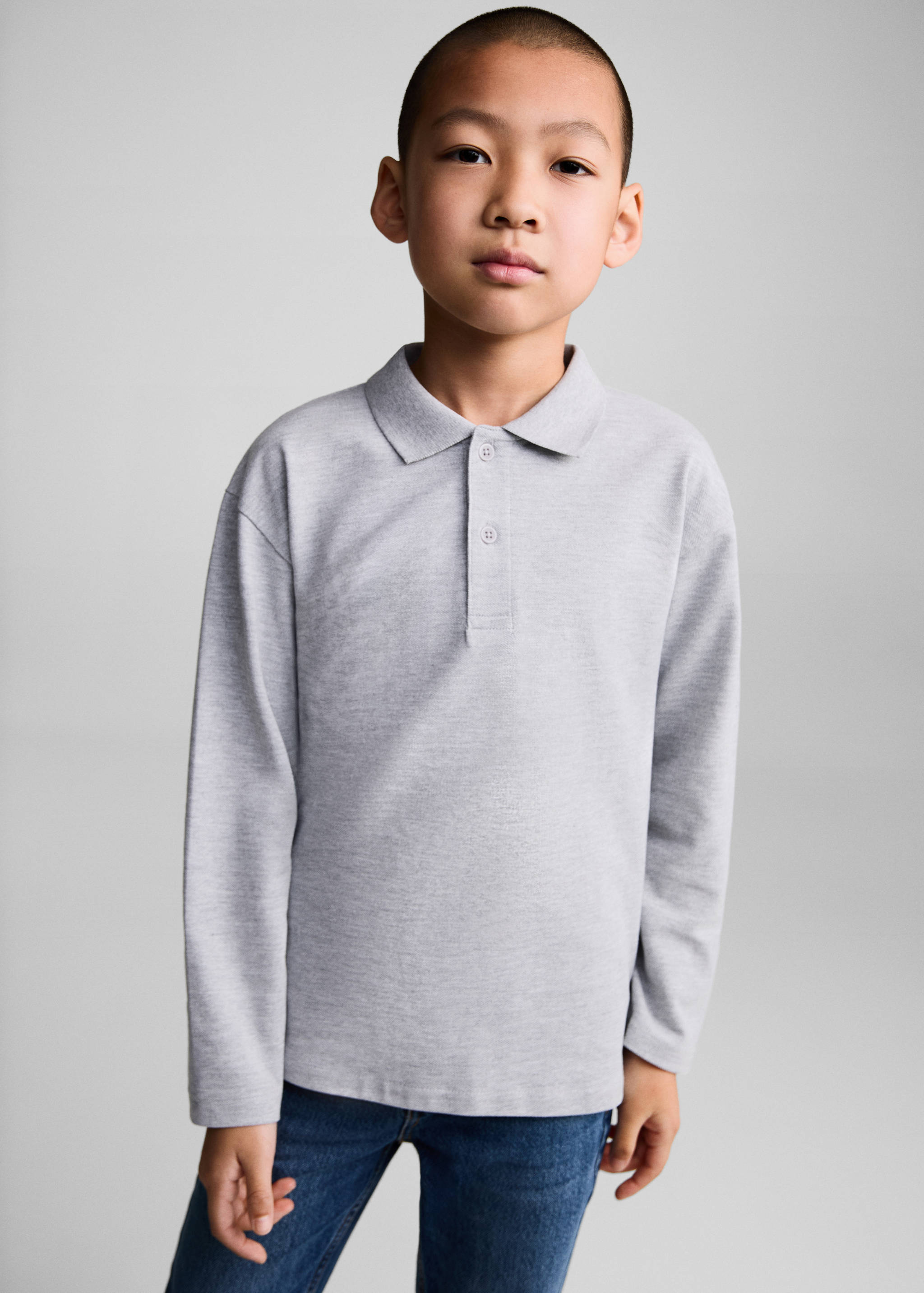 Long sleeves cotton polo - Medium plane