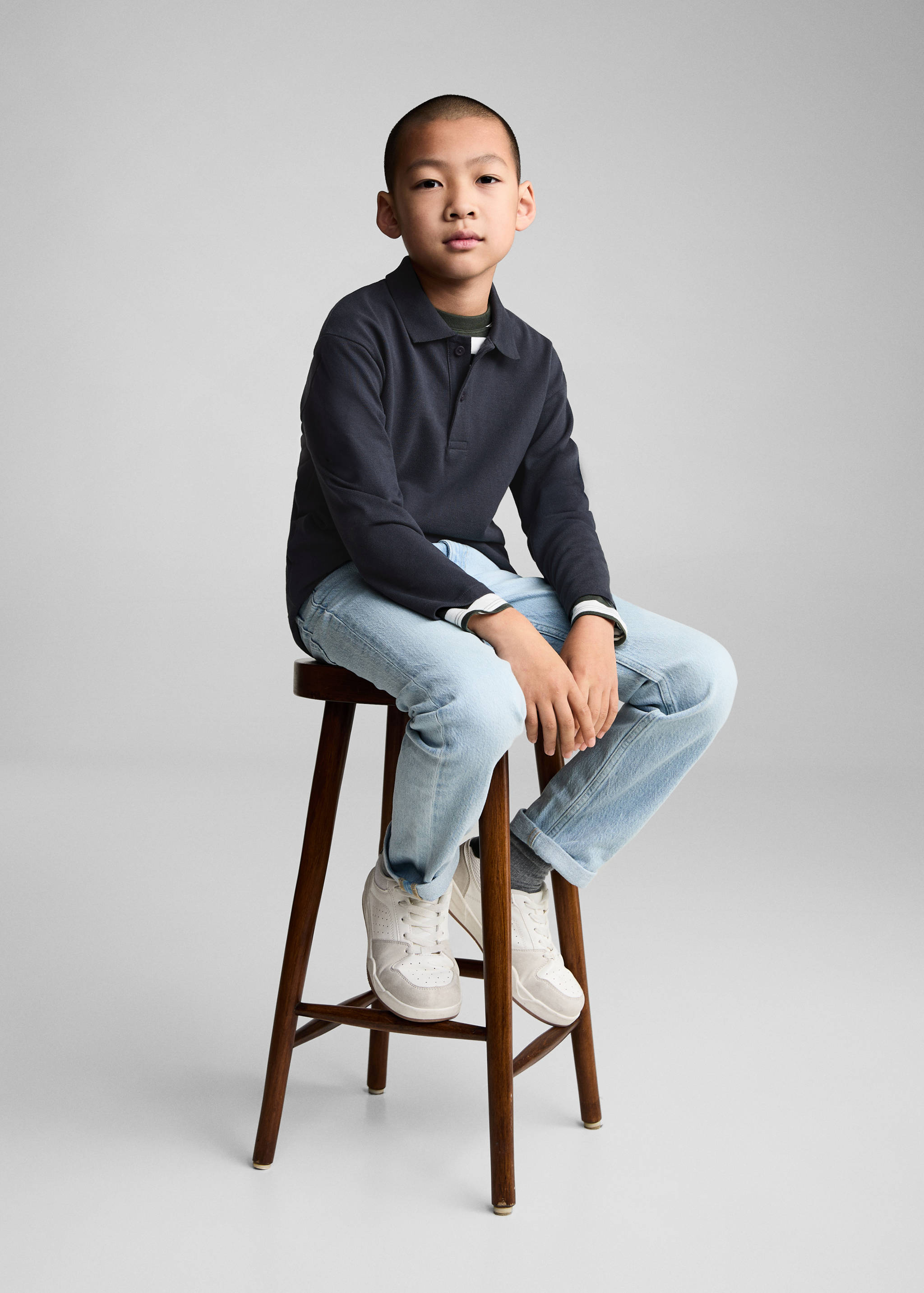 Long sleeves cotton polo - Details of the article 2