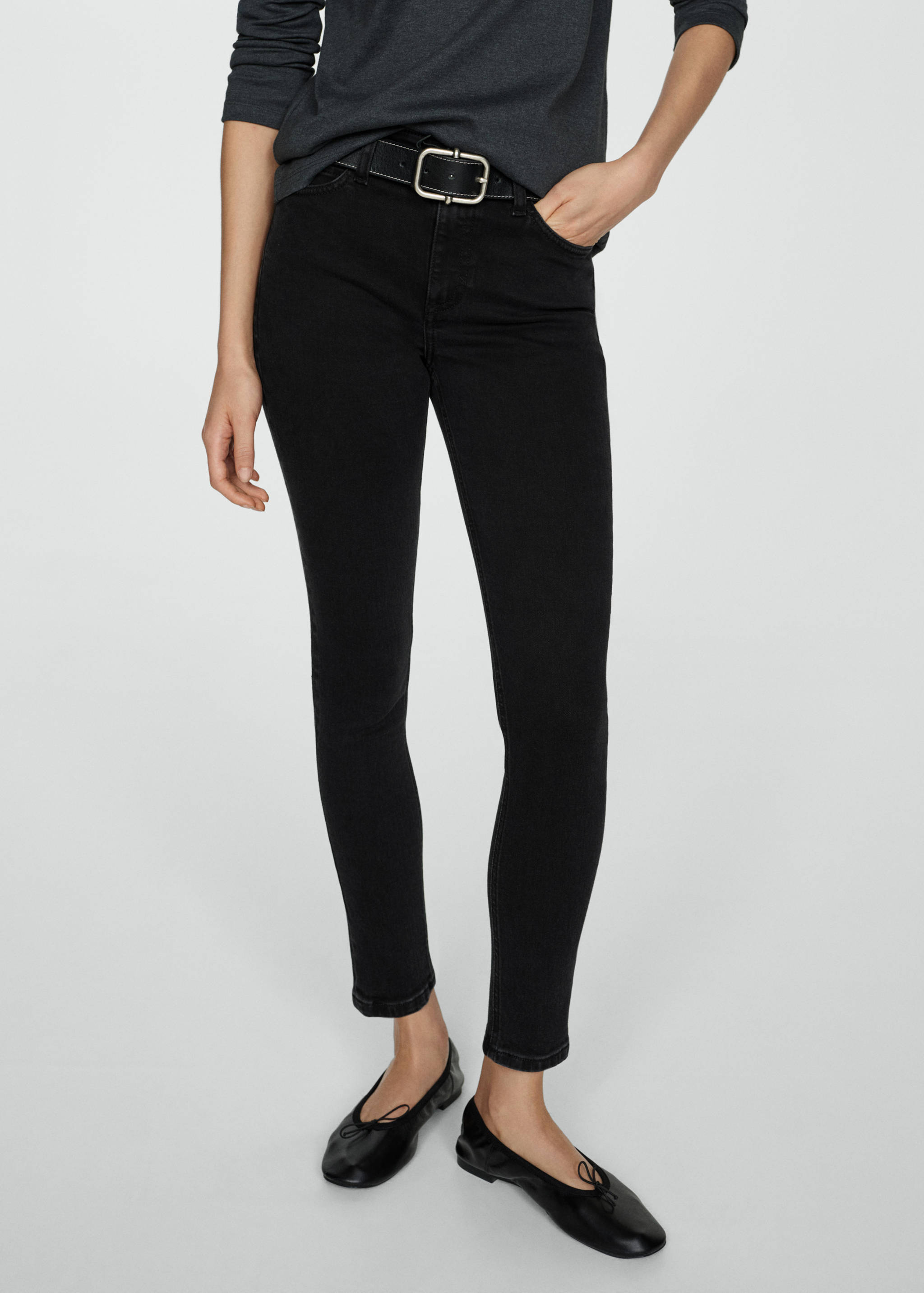 Jeans skinny tiro medio - Plano medio