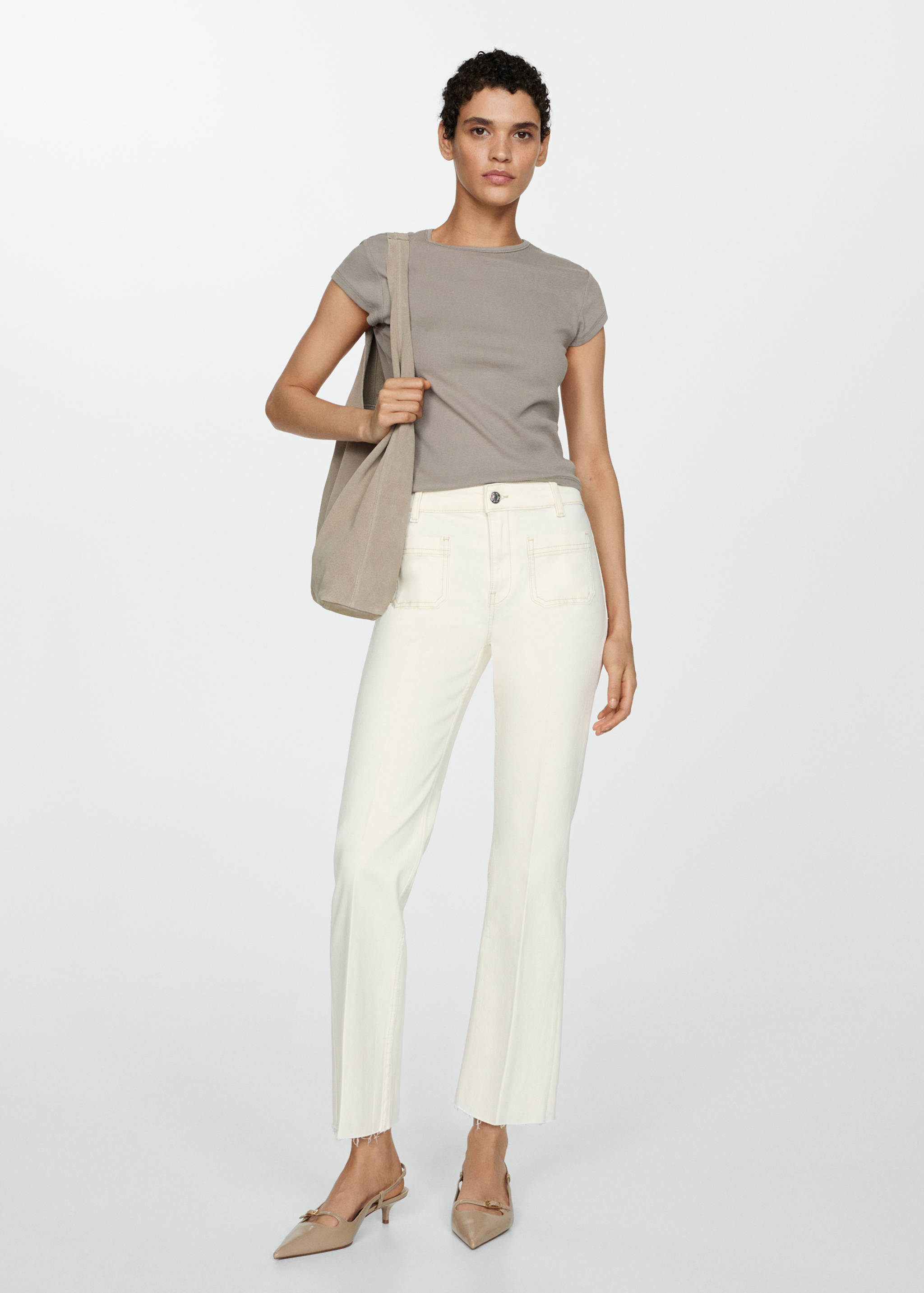 Flared cropped jeans with pockets - General plane