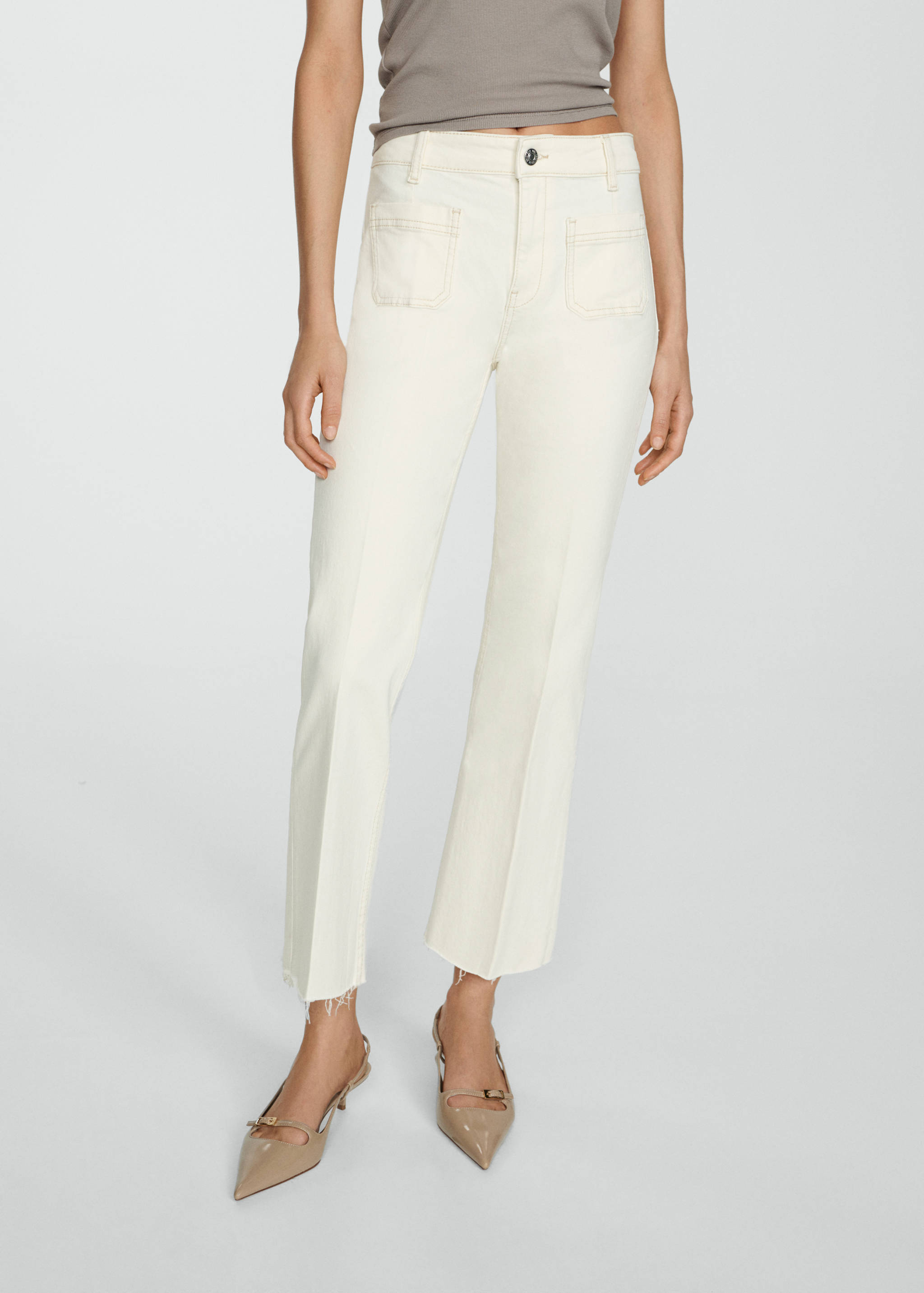 Flared cropped jeans with pockets - Medium plane