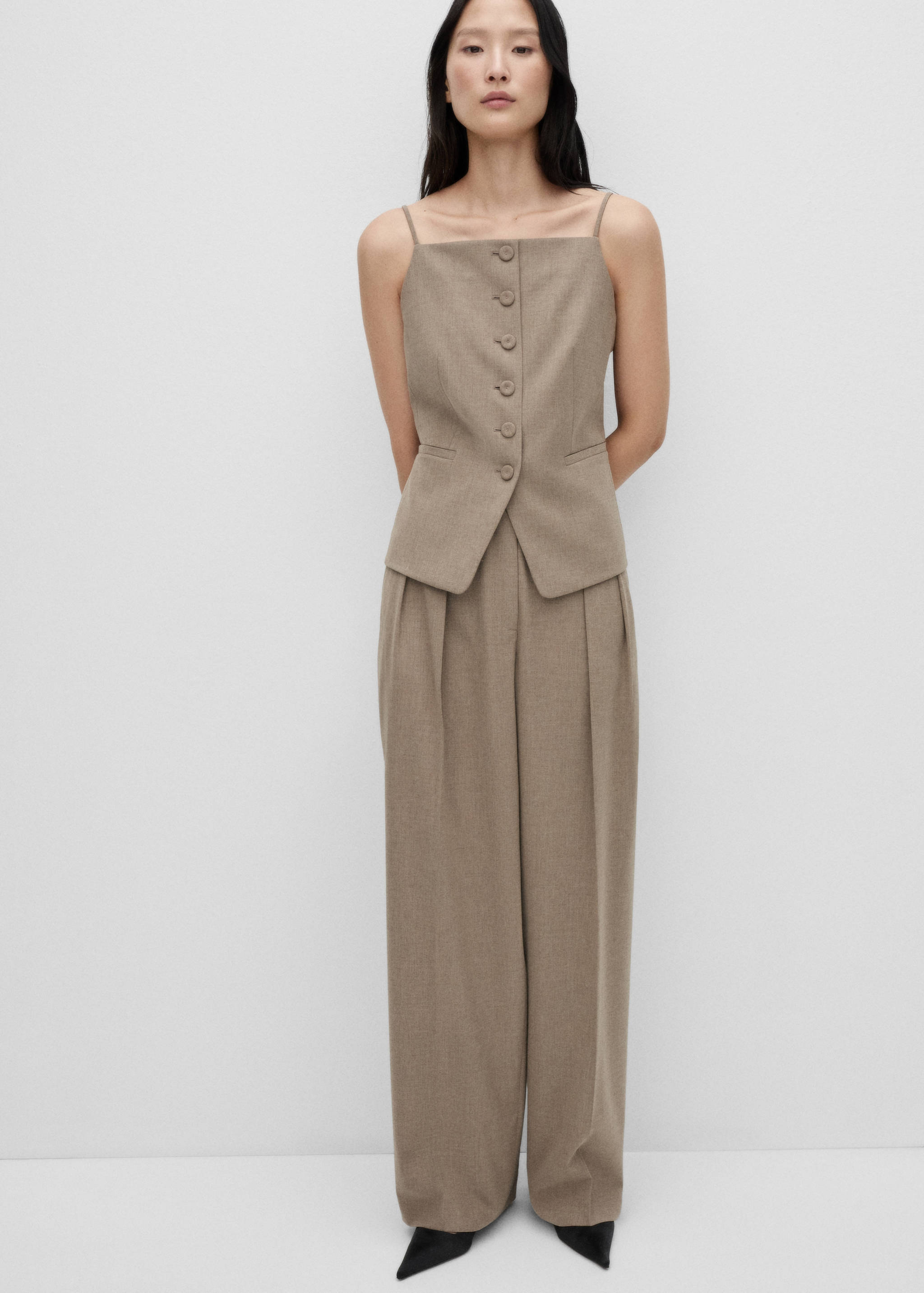 Check wool-blend suit waistcoat - General plane