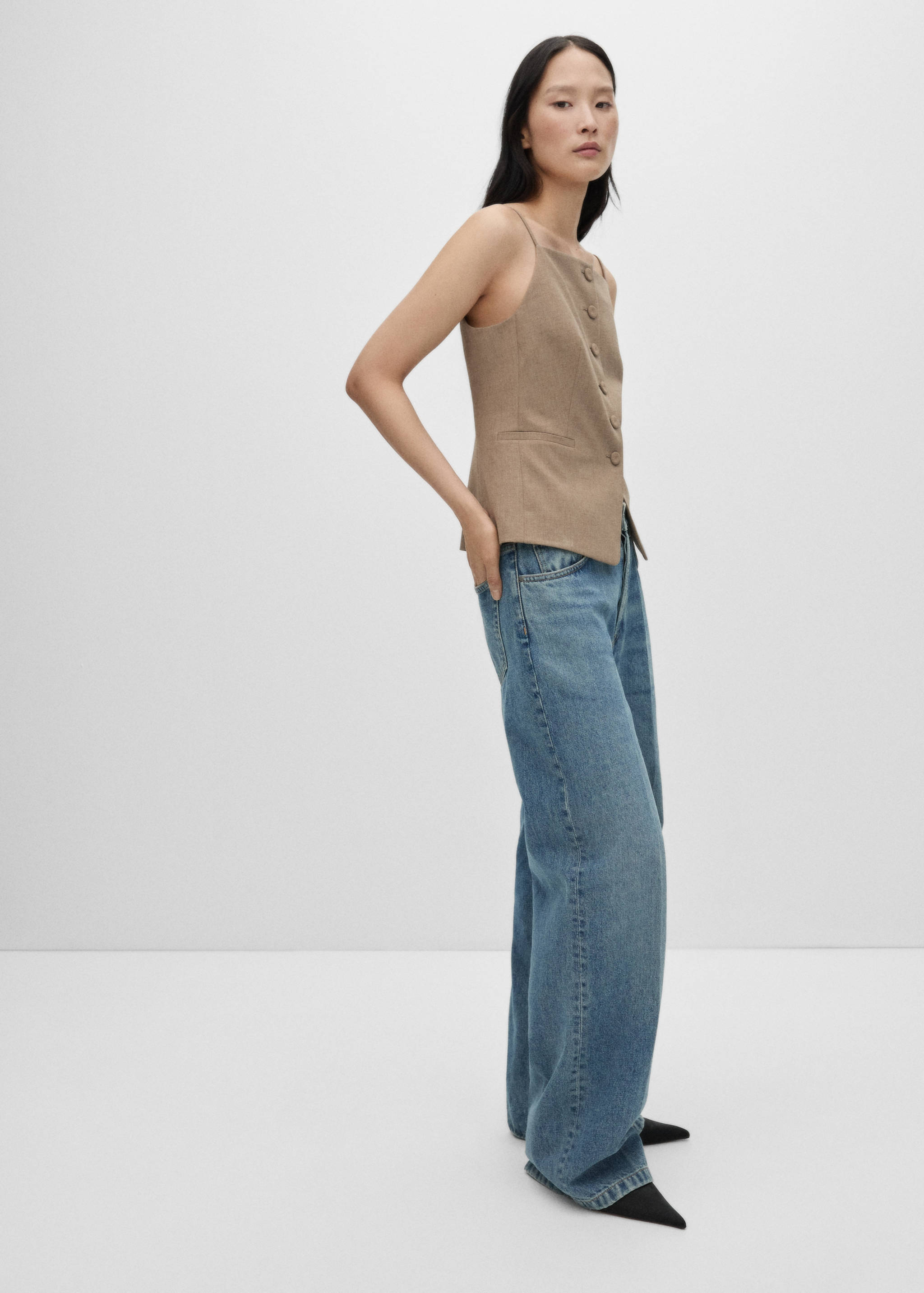 Check wool-blend suit waistcoat - Details of the article 2