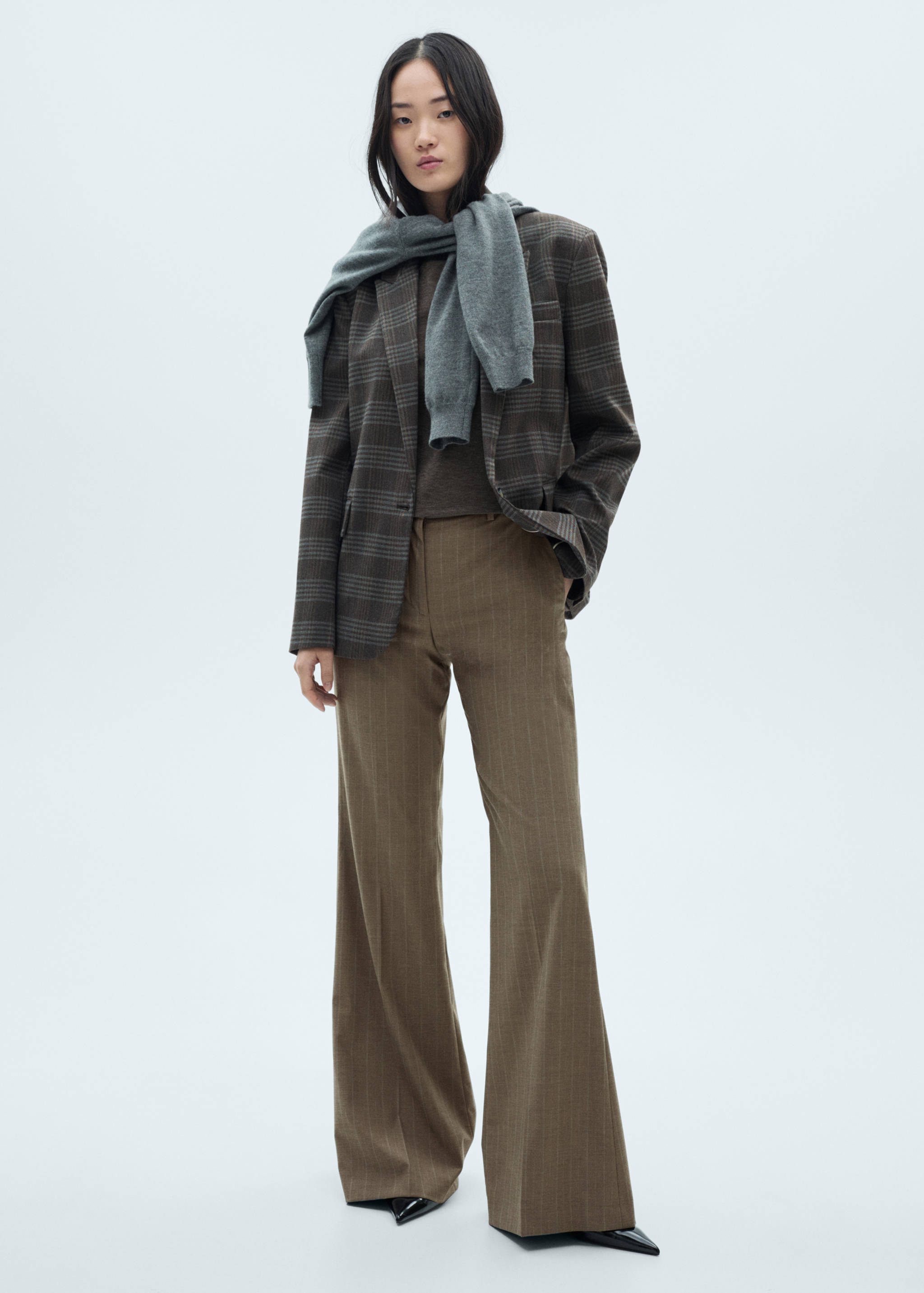 Pinstripe flared trousers - General plane