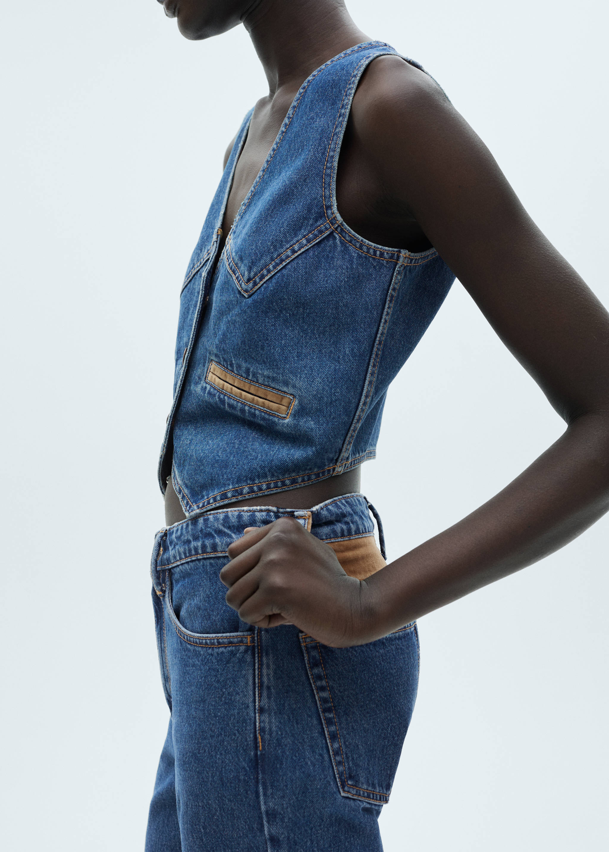 Denim waistcoat with contrast details - Details of the article 6