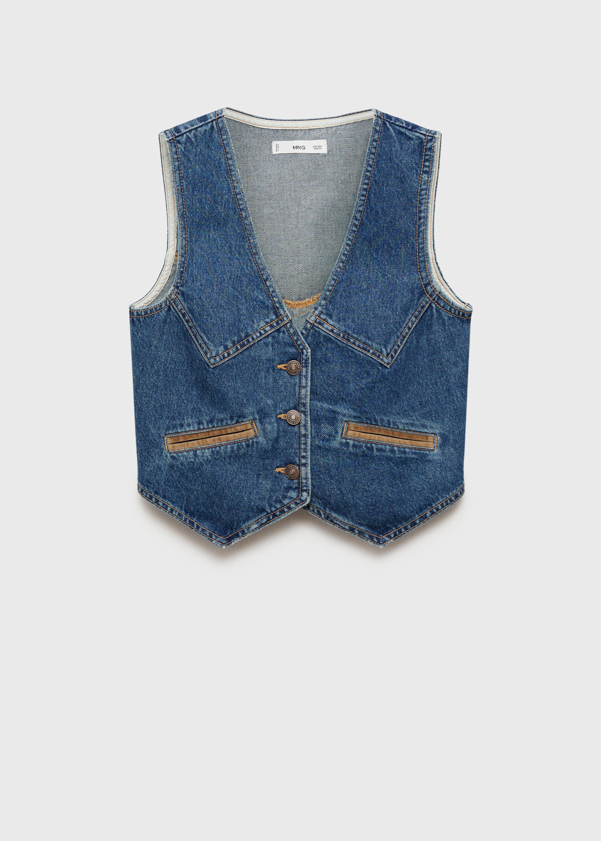 Denim waistcoat with contrast details - Article without model