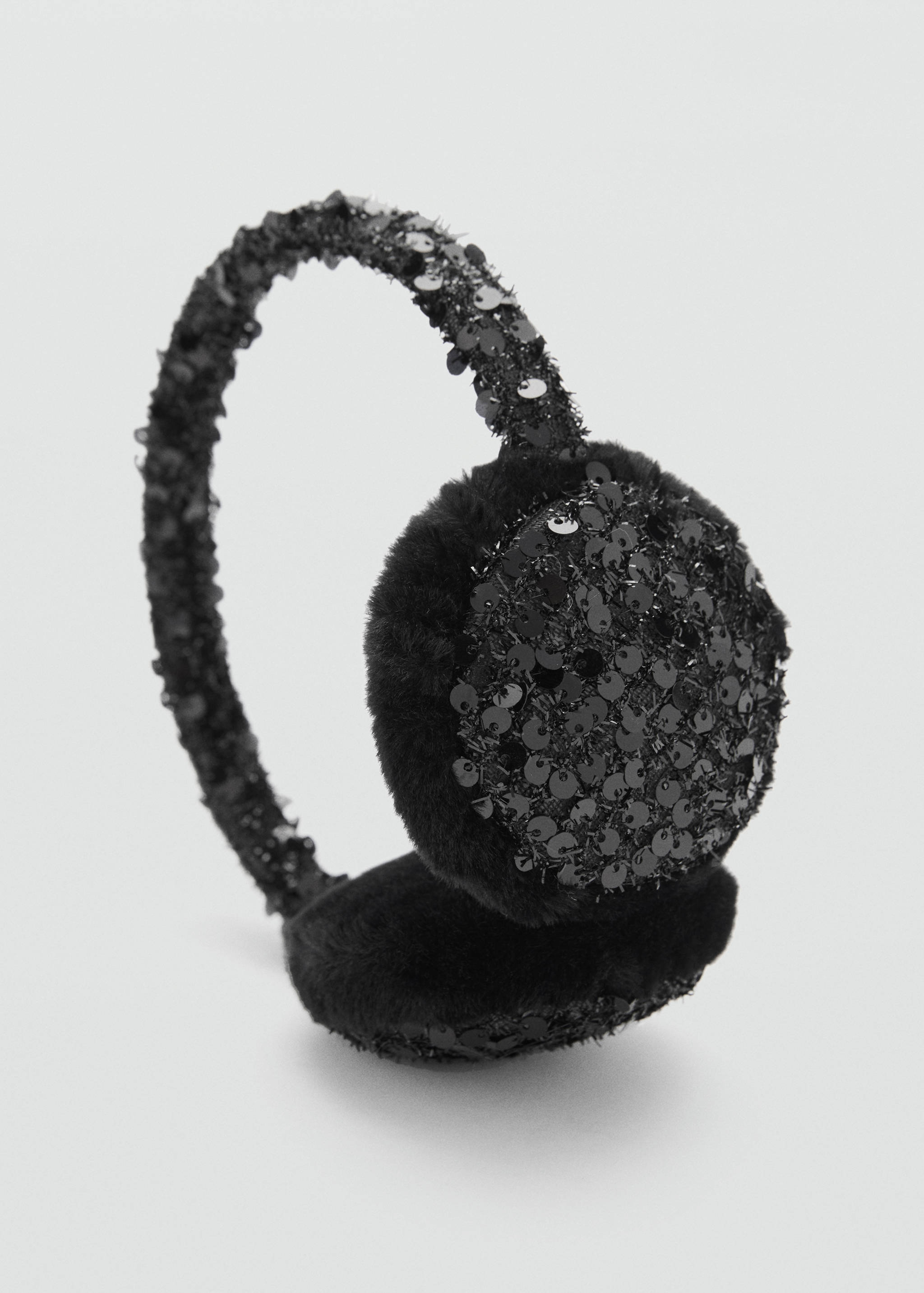 Sequin fur-effect earmuffs - Medium plane