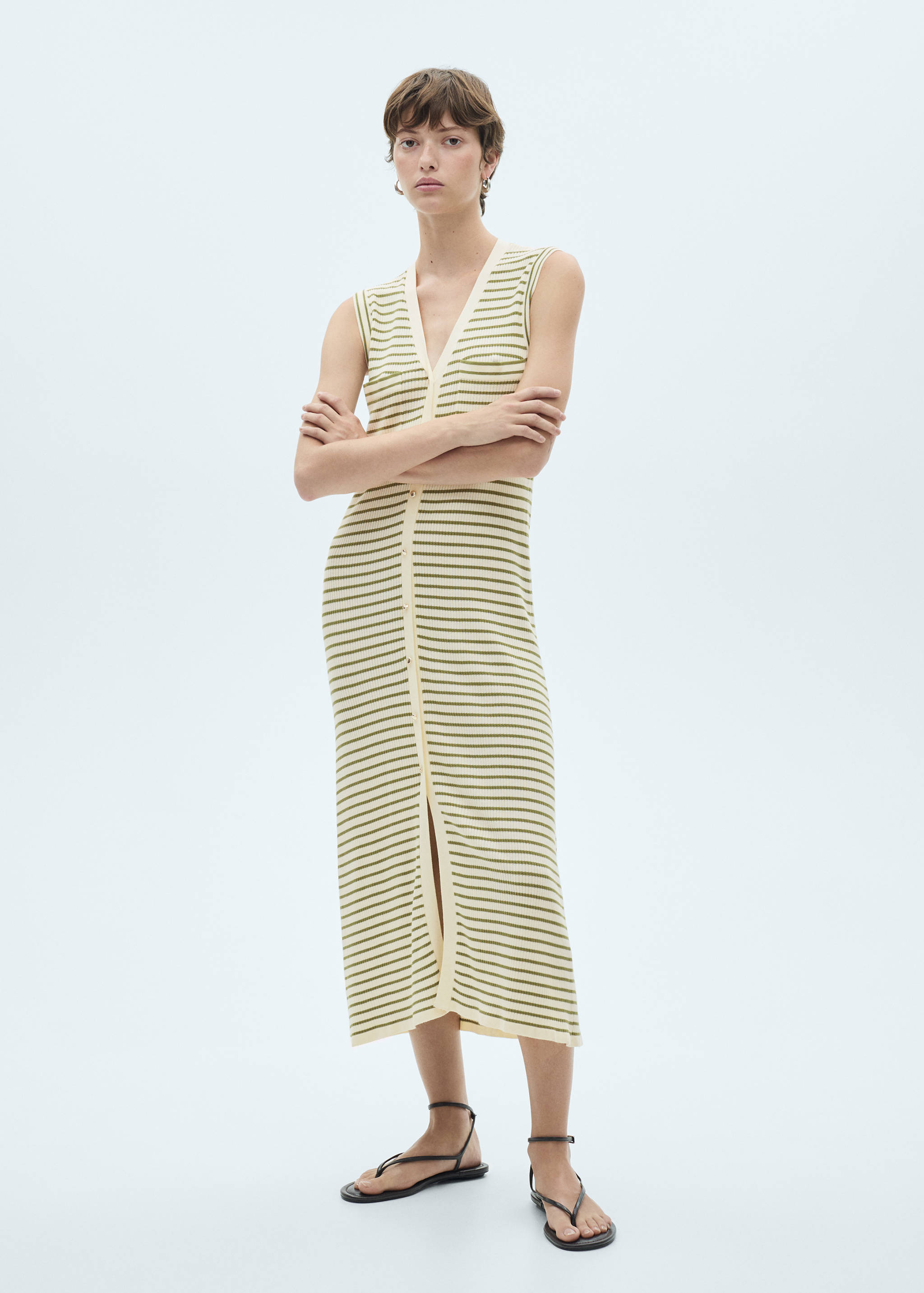 Vestido punto rayas - Plano general