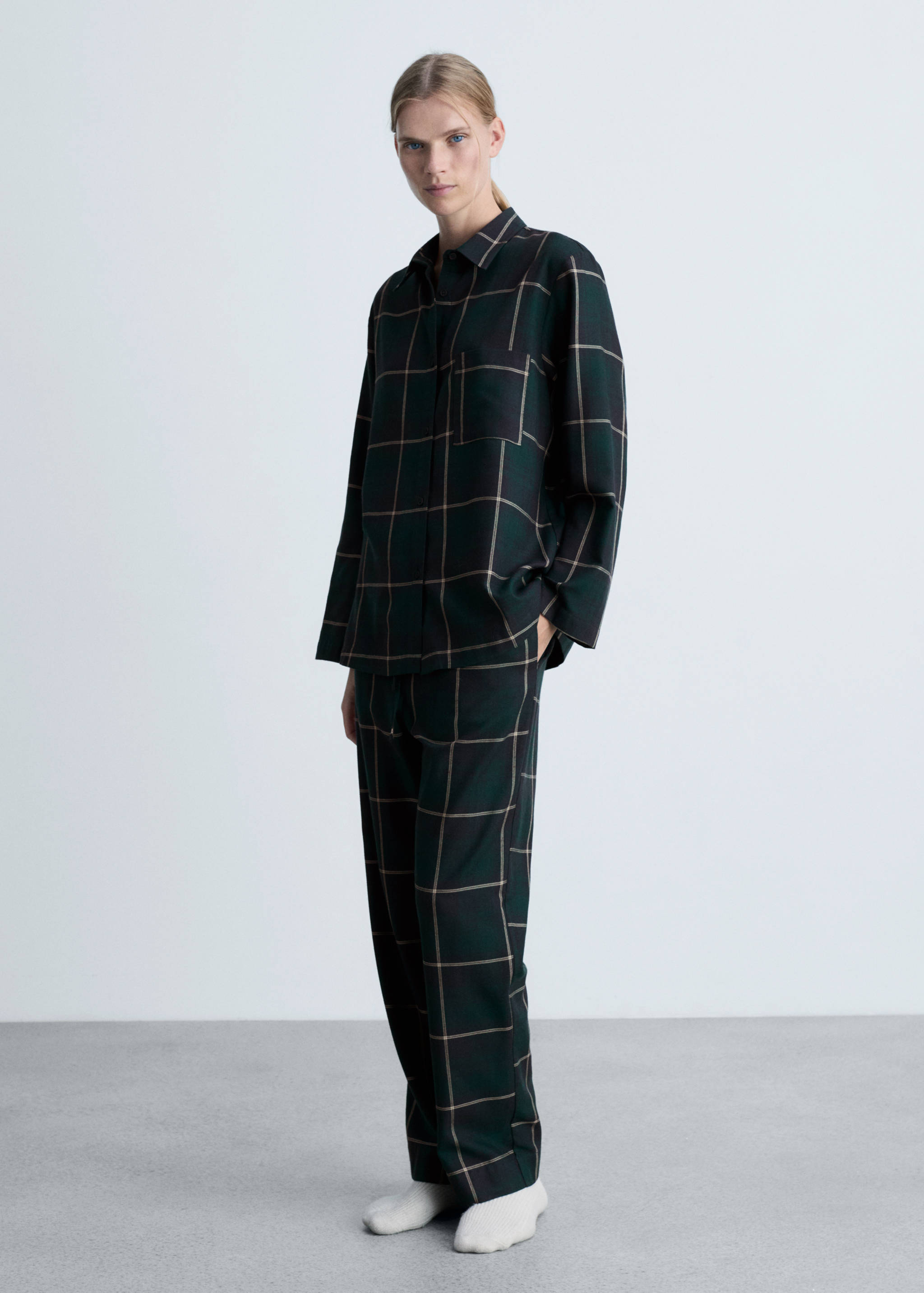 Camisa pijama cuadros franela - Plano general