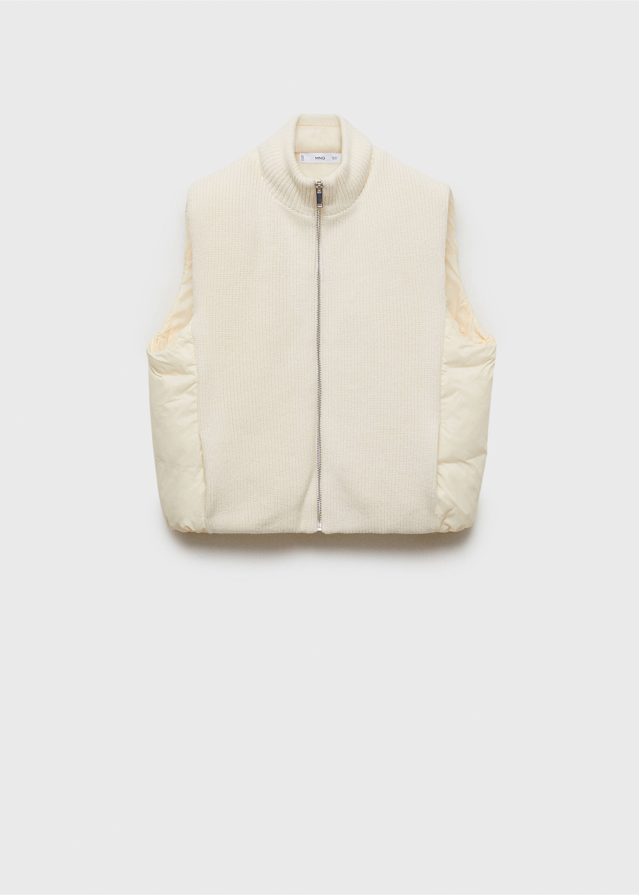 Contrasting knit vest - Article without model, Ecru. Ref: 77087662-00.
