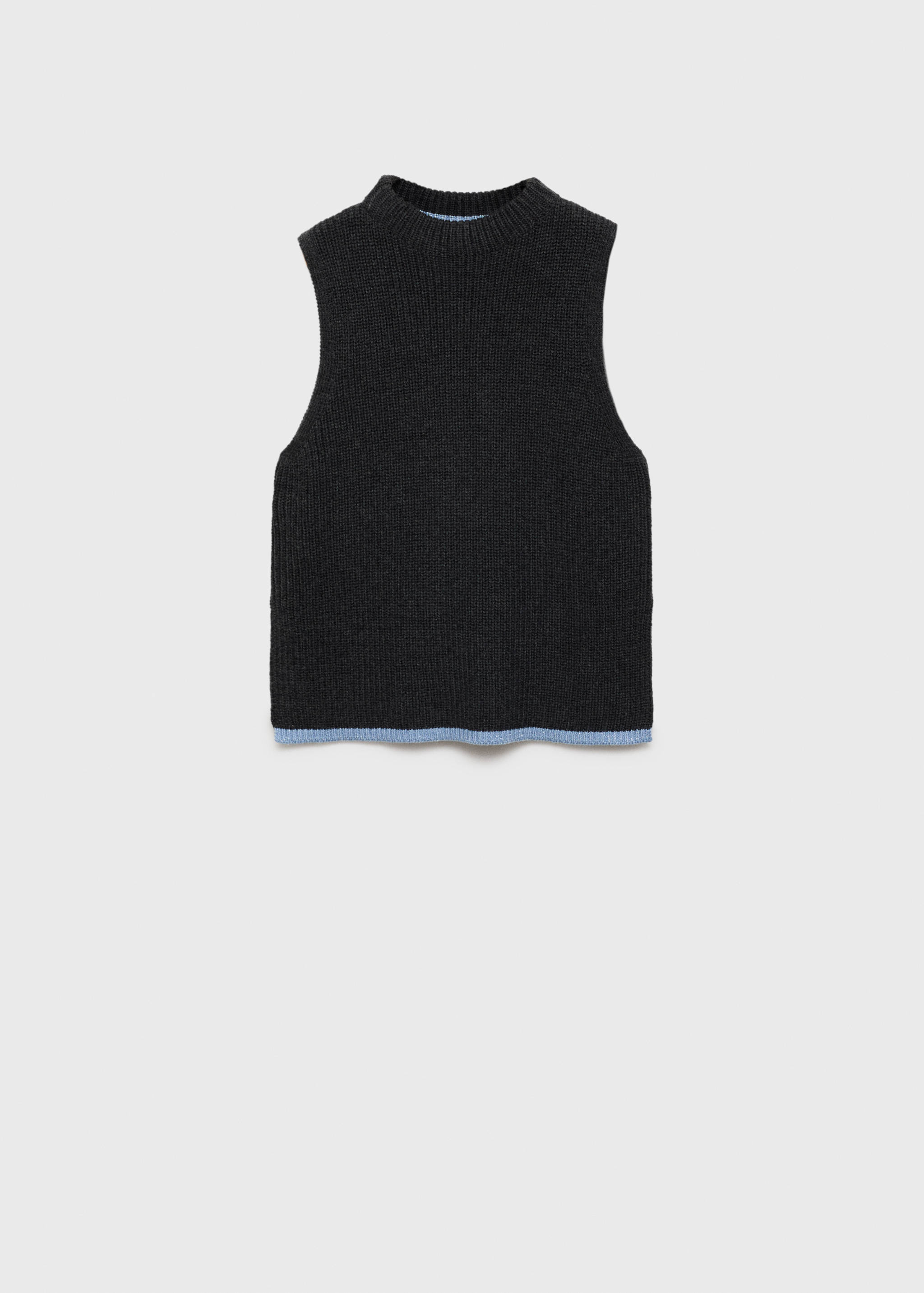 对比色低胸针织马甲 - null