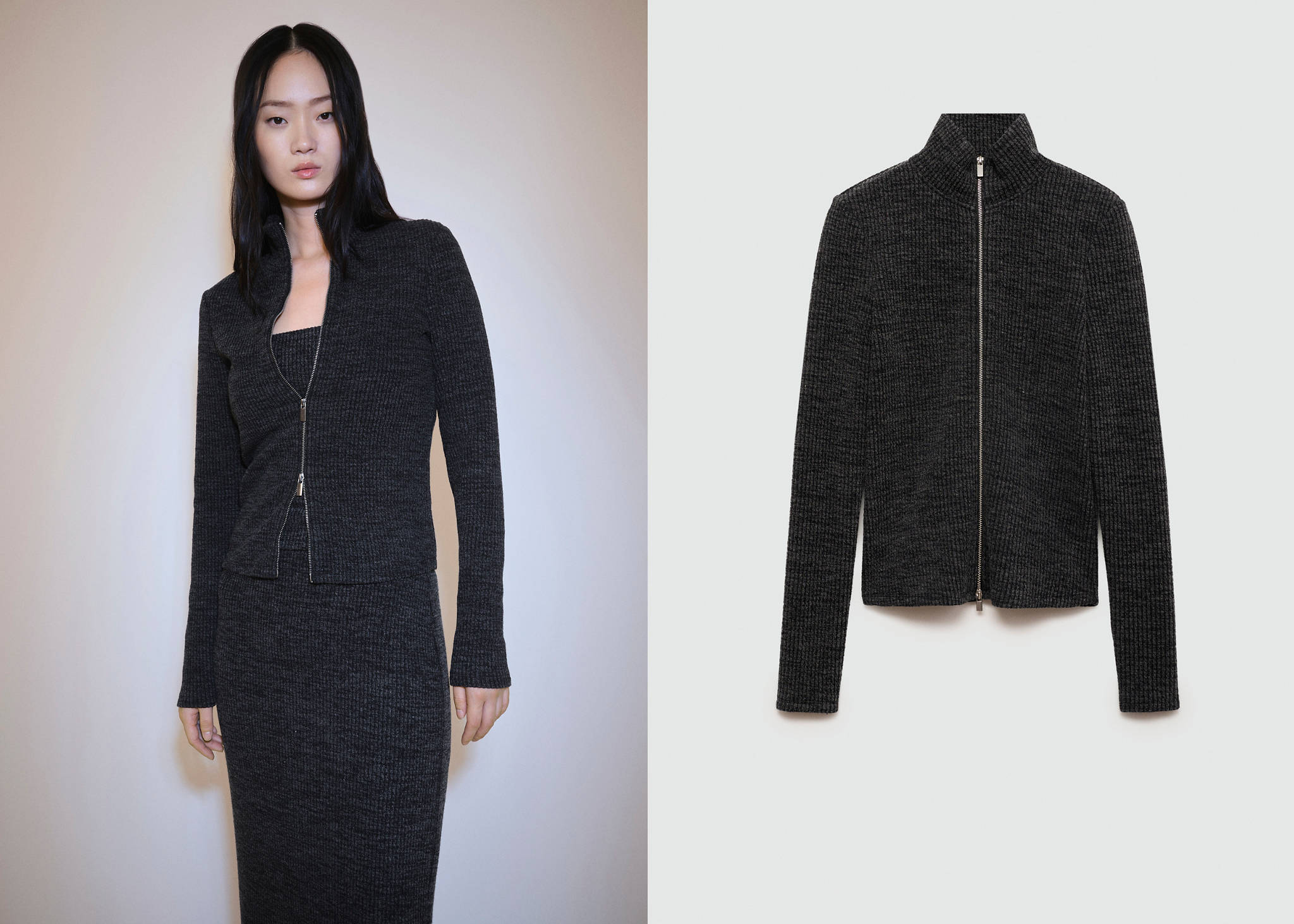 Knitted jacket with zip - Panoramic plane
