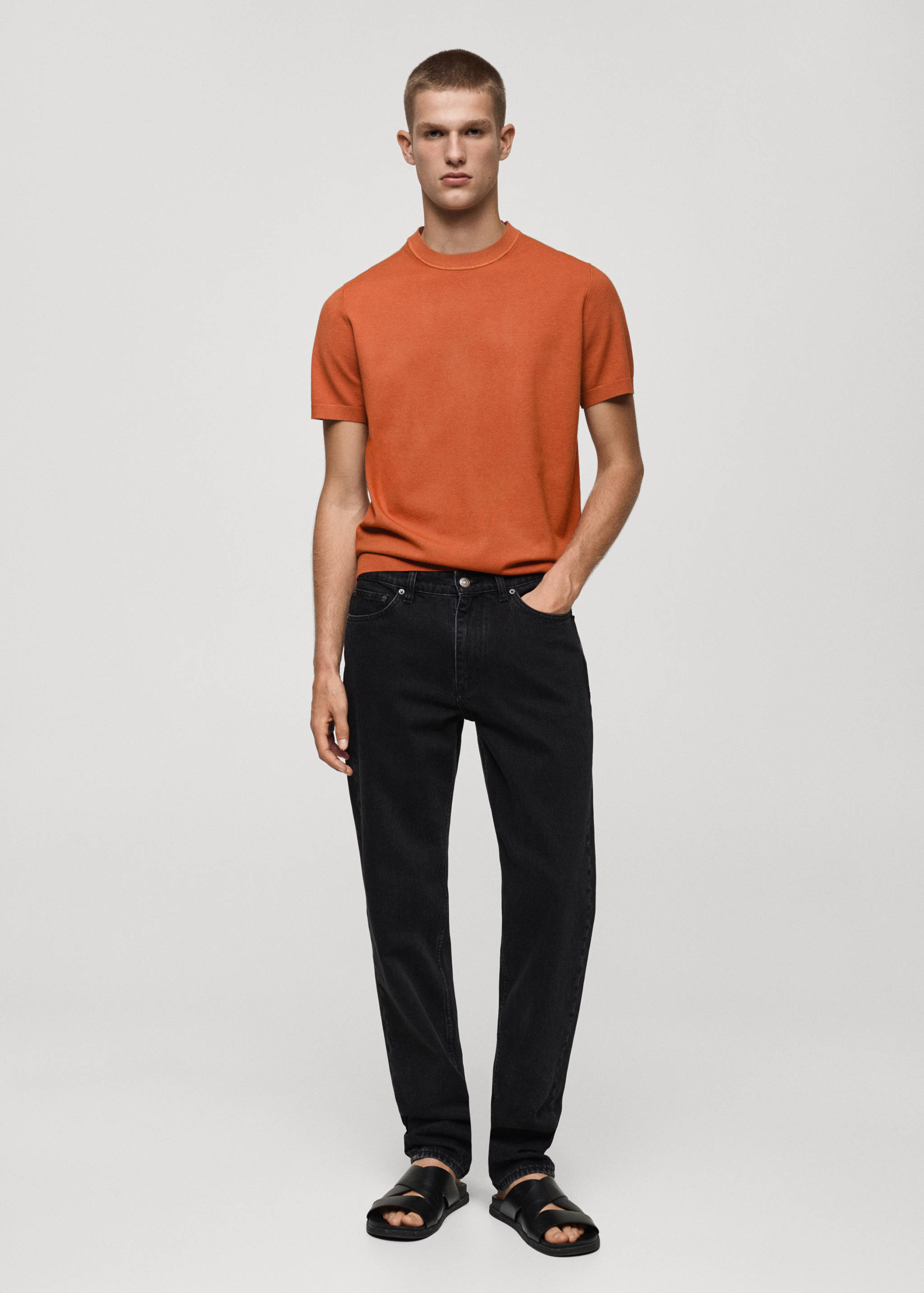 Finstrikket t-skjorte, regular-fit - Total bildeutsnitt