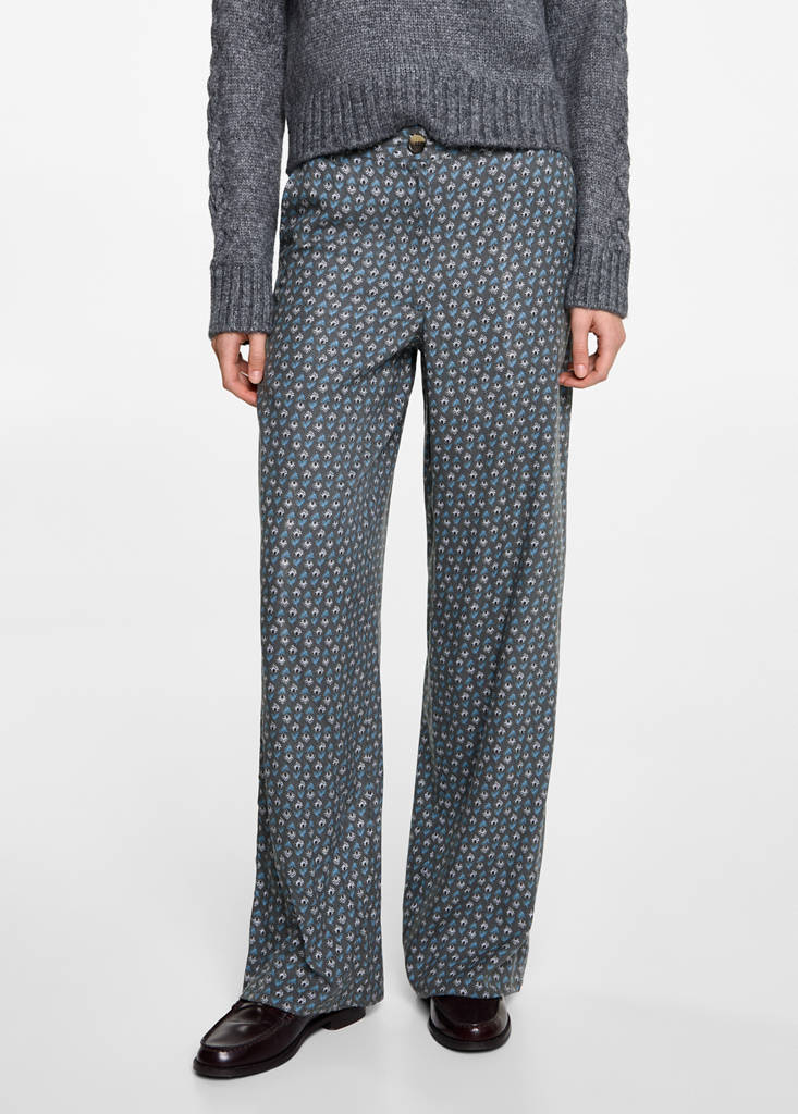 Flowy printed trousers — Charcoal
