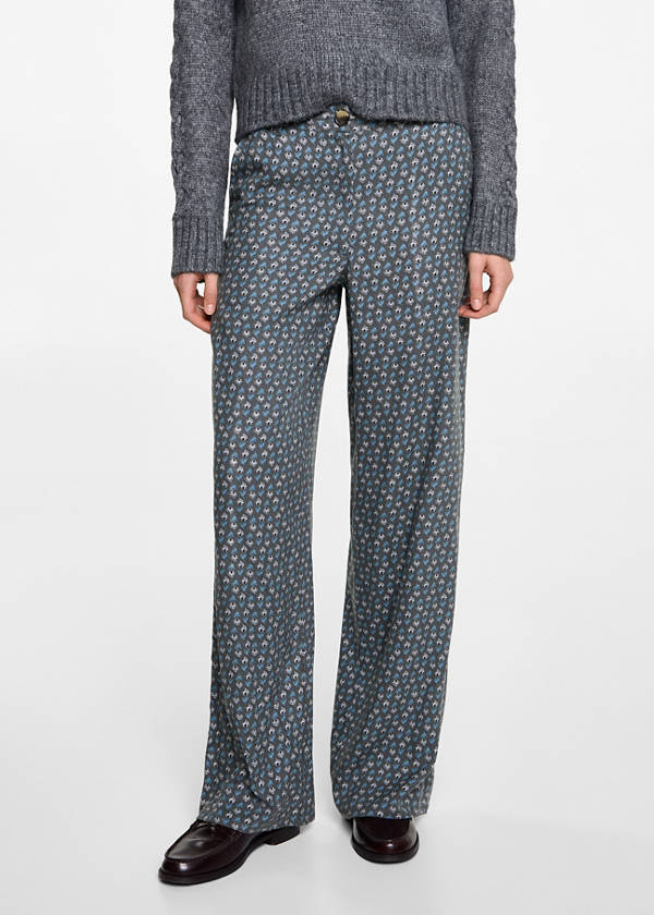 Flowy printed trousers — Charcoal