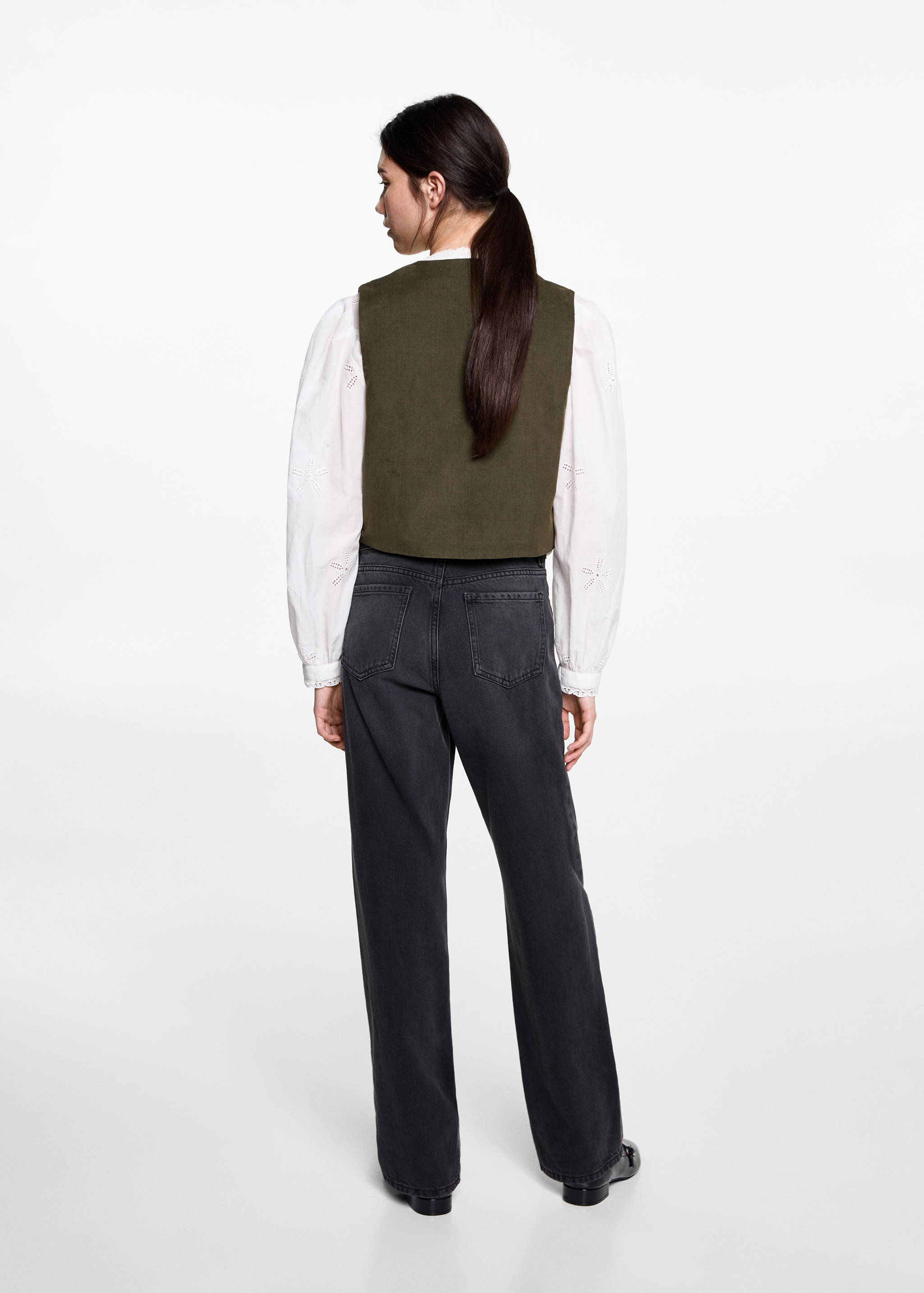 Floral-embroidered waistcoat - Reverse of the article