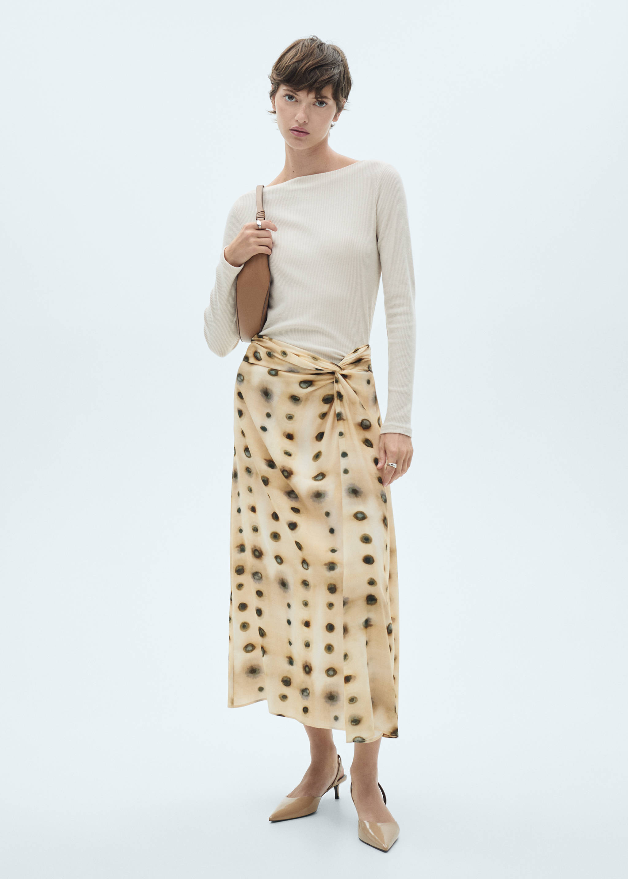 Polka-dot skirt with knot detail - General plane