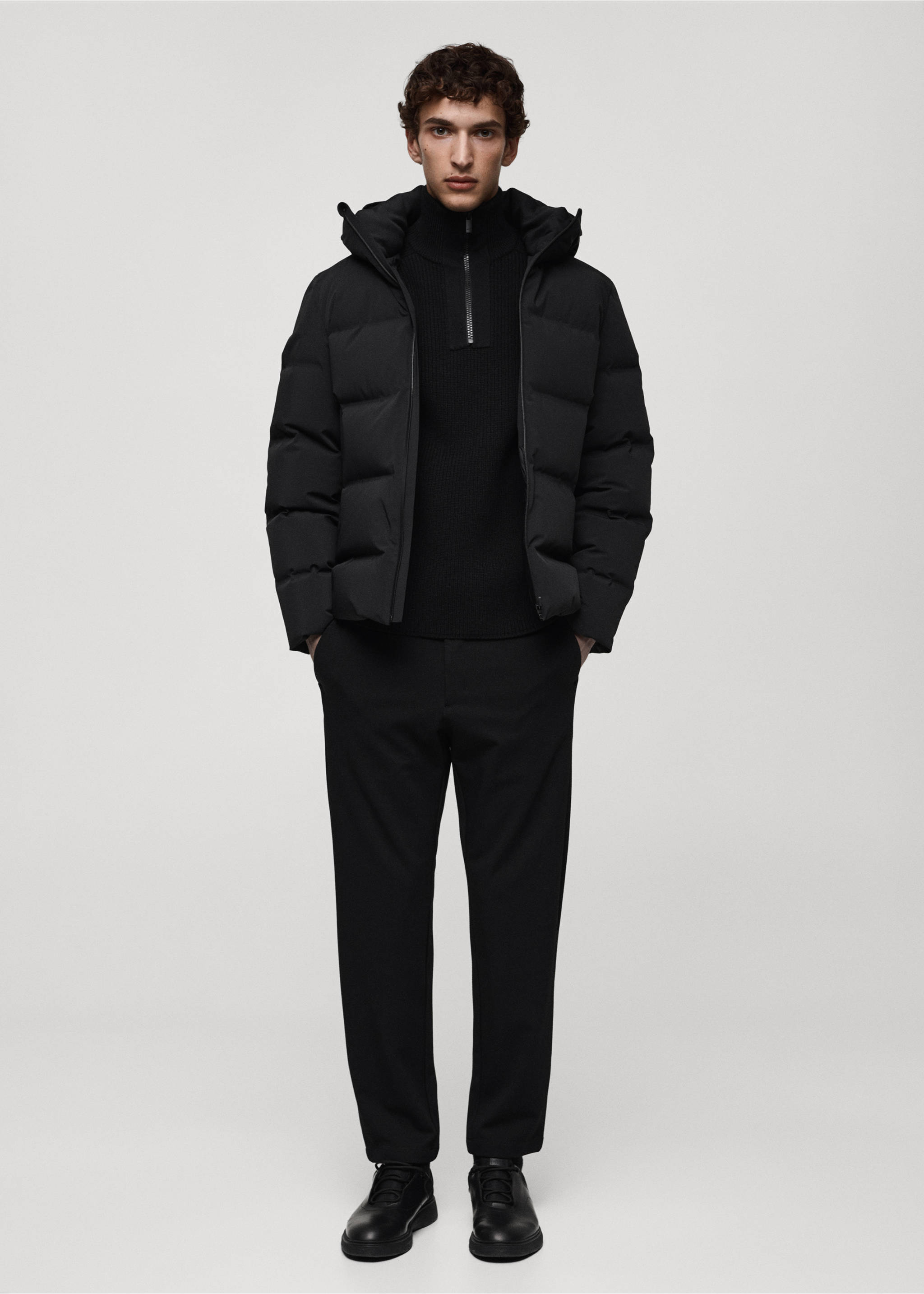 Waterproof anorak with down and feather filling - General plane, Black. Ref: 77087911-00.