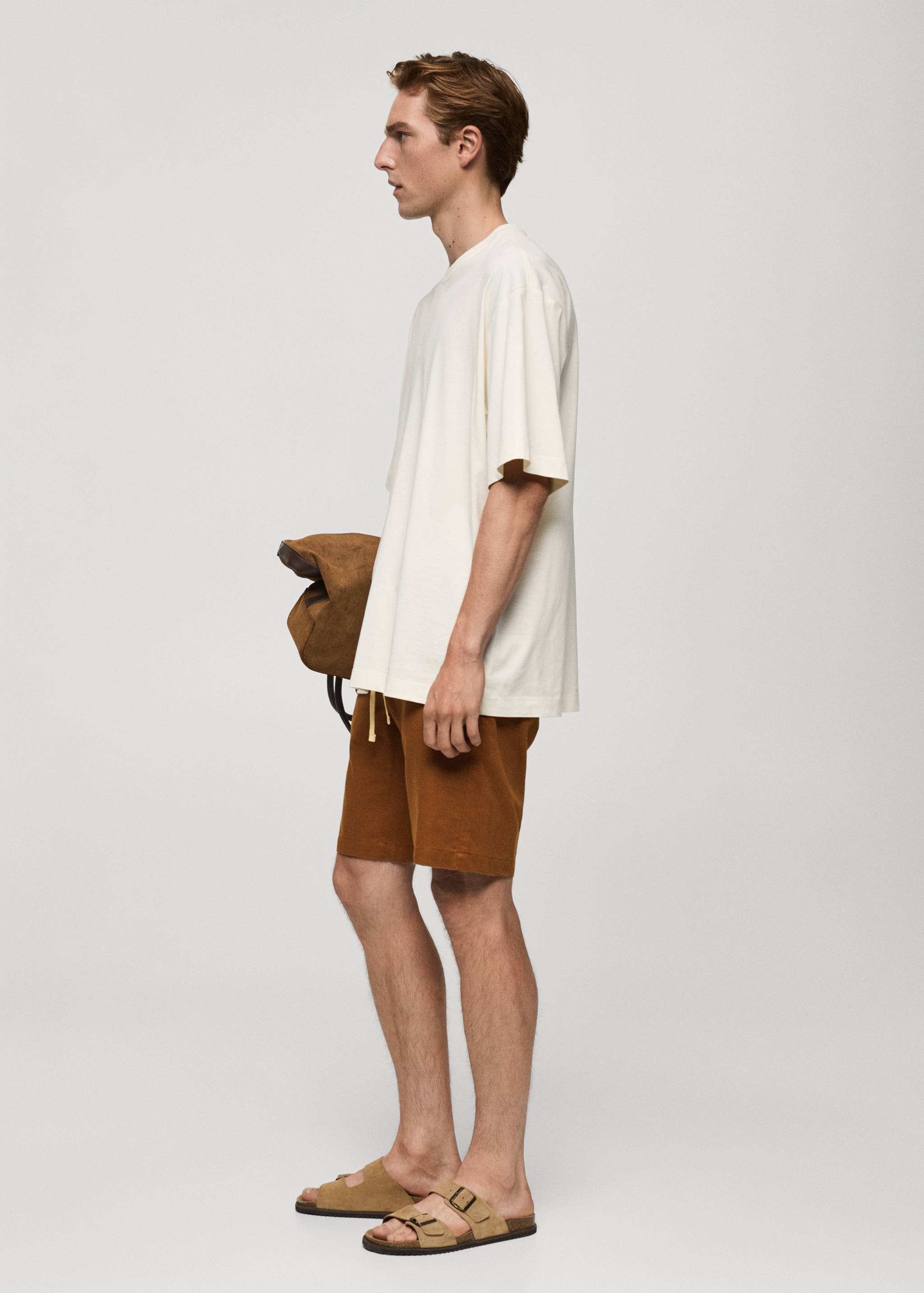 شورت برمودا من الكتان 100٪ برباط - تفاصيل المنتج 2