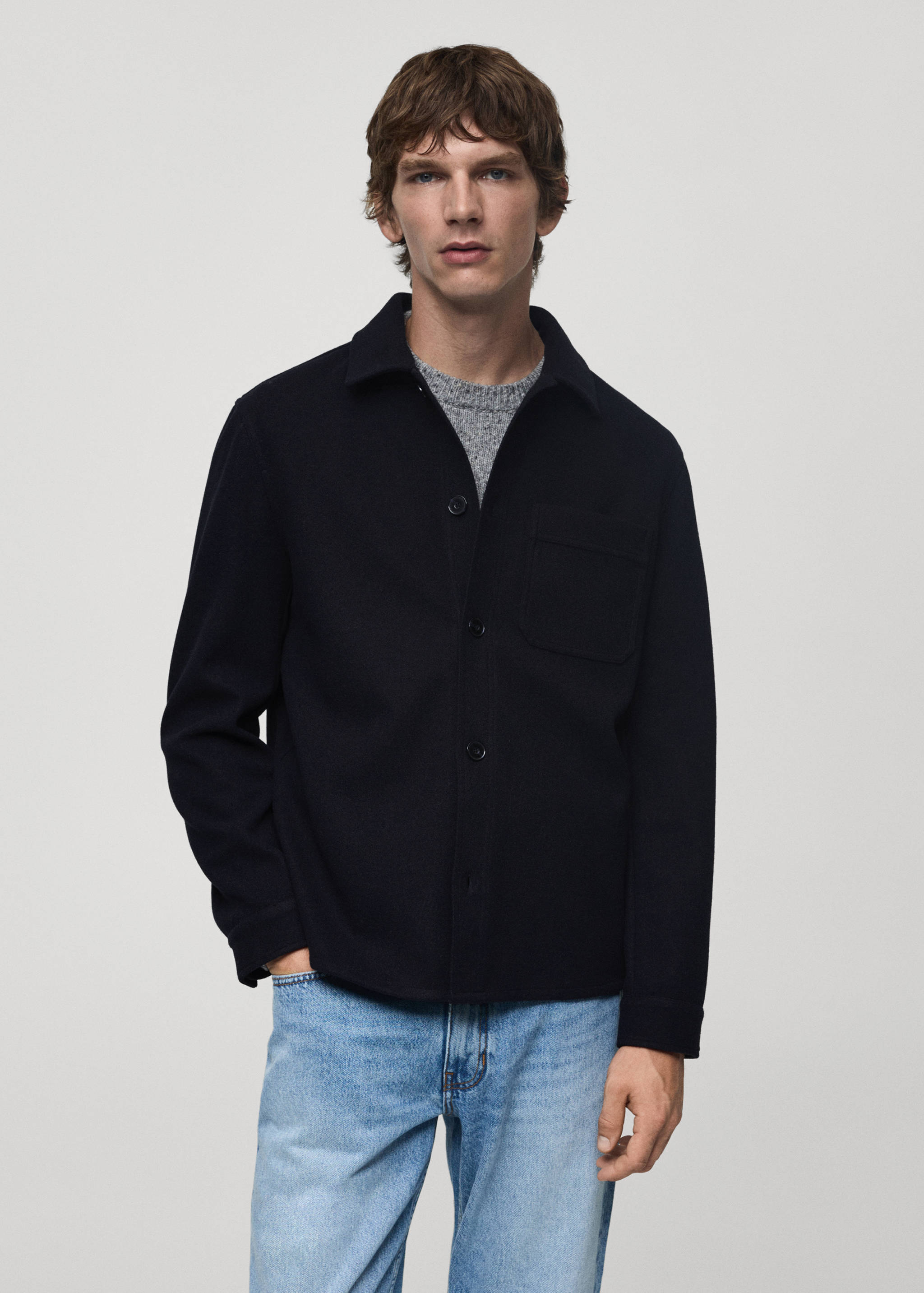 Regular fit flannel overshirt - Medium plane