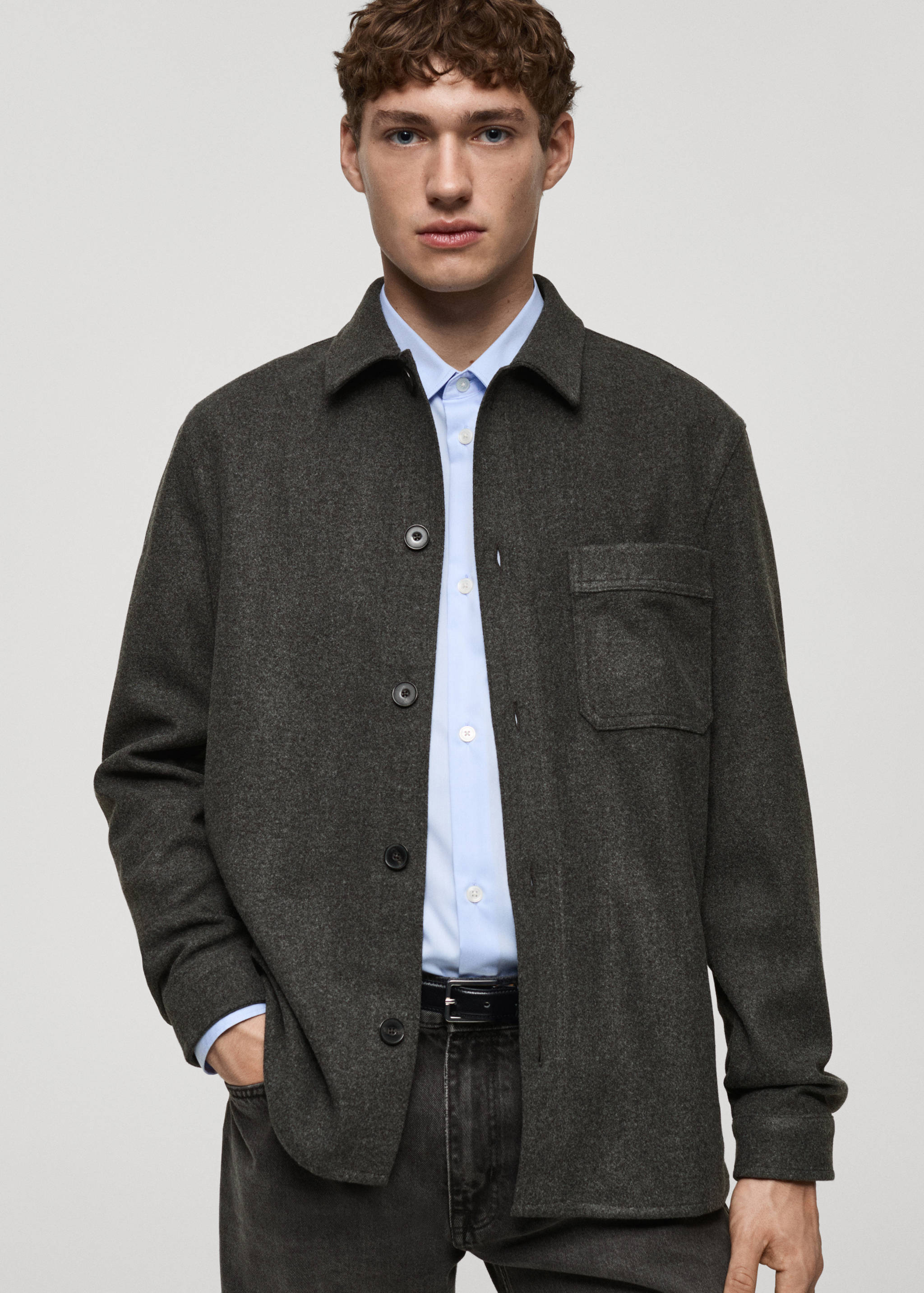 Regular fit flannel overshirt - Medium plane