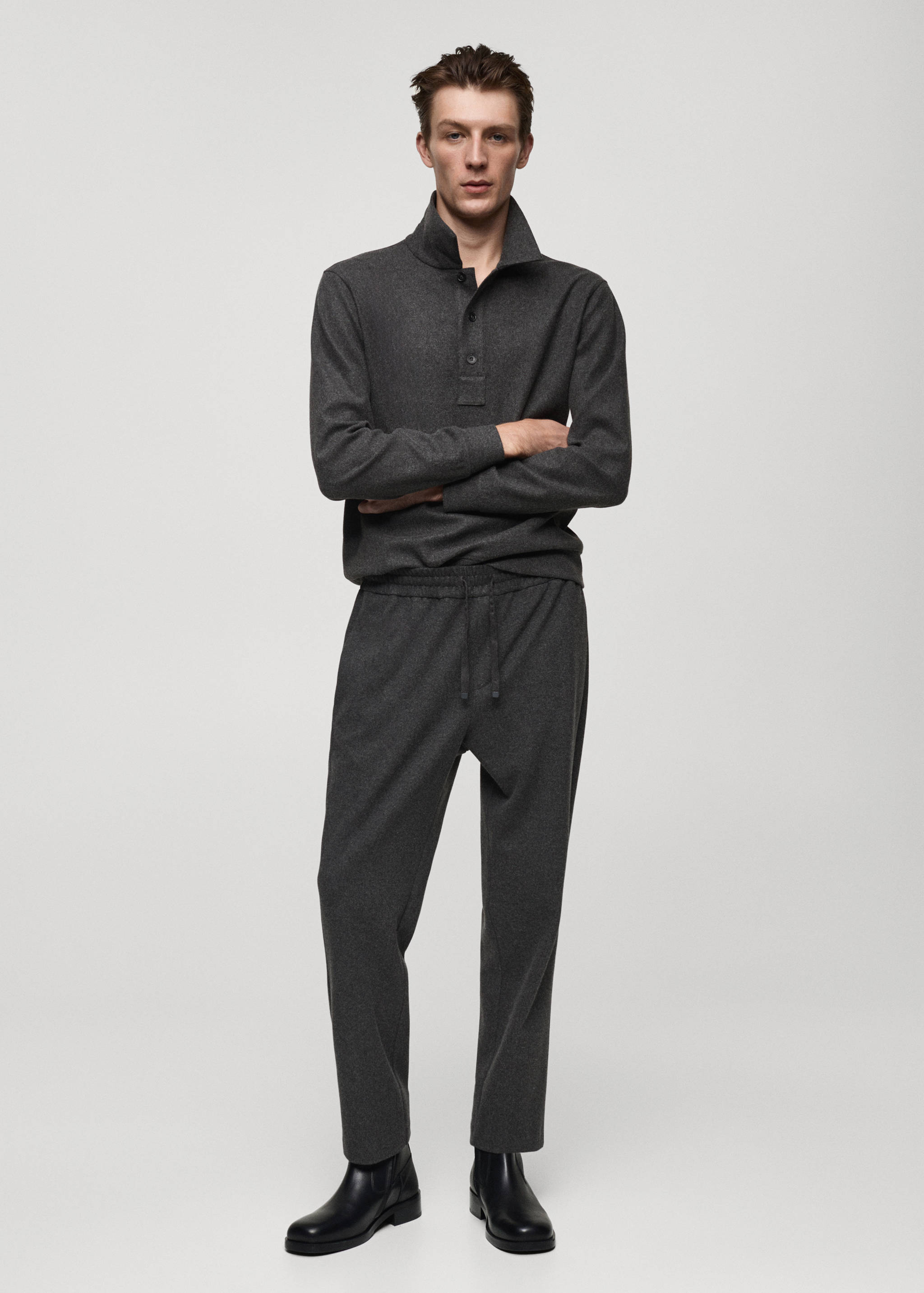 法兰绒抽绳慢跑裤 - null