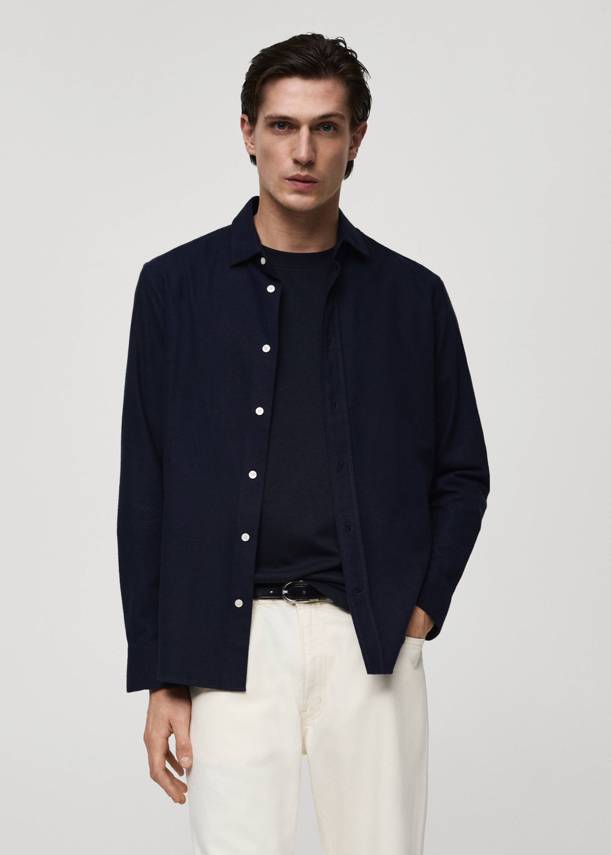 Chemise 100 % coton flanelle regular-fit - Plan moyen