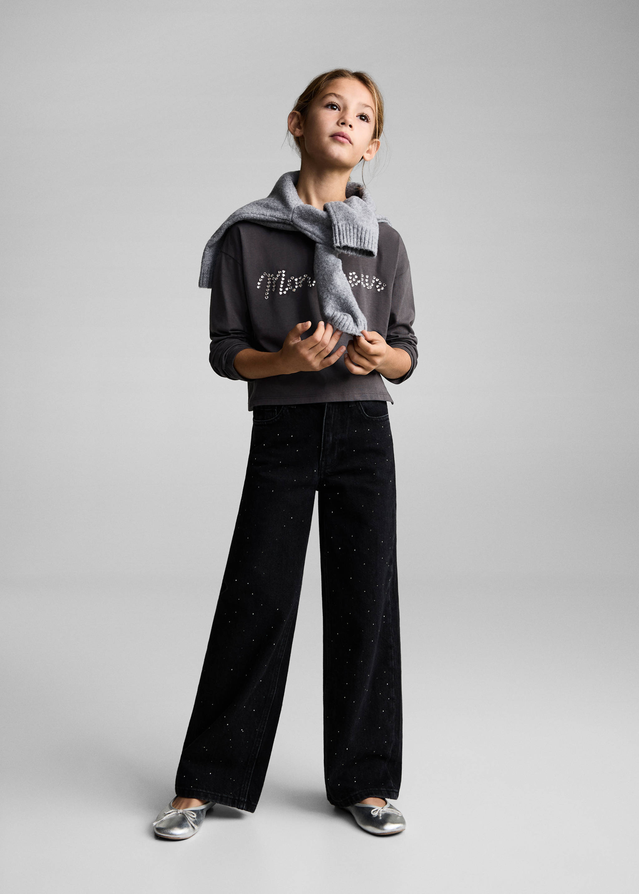 Long-sleeved t-shirt with rhinestone detail - General plane