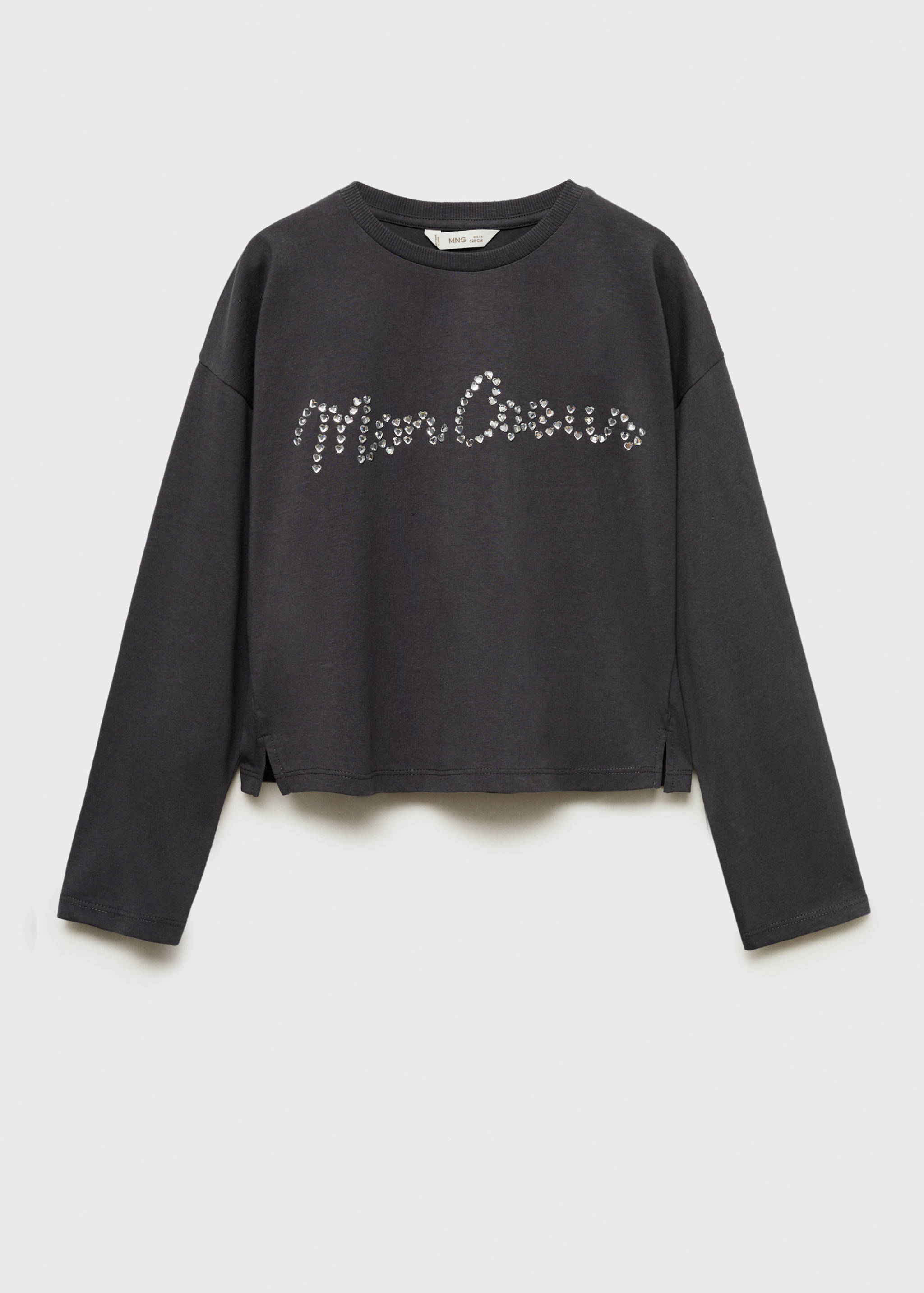 Long-sleeved t-shirt with rhinestone detail - Article without model