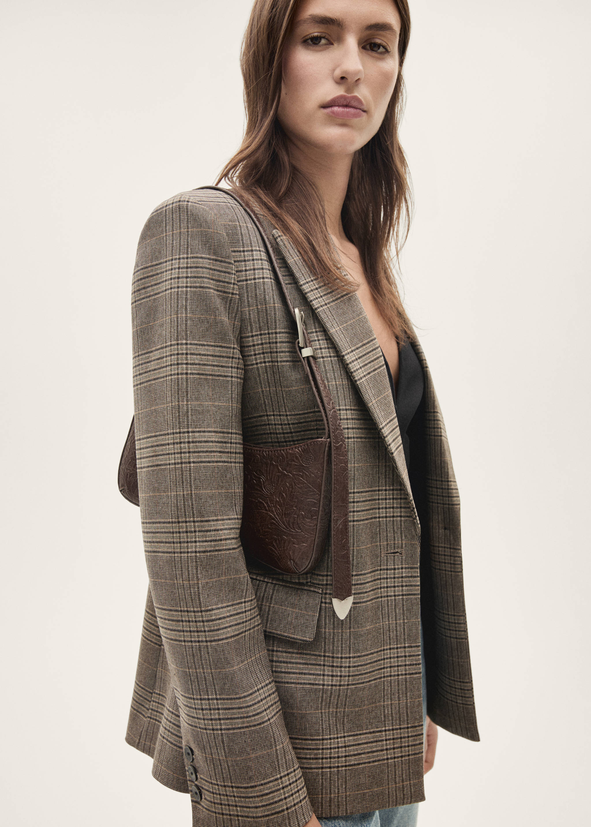 Blazer droit carreaux - Plan moyen