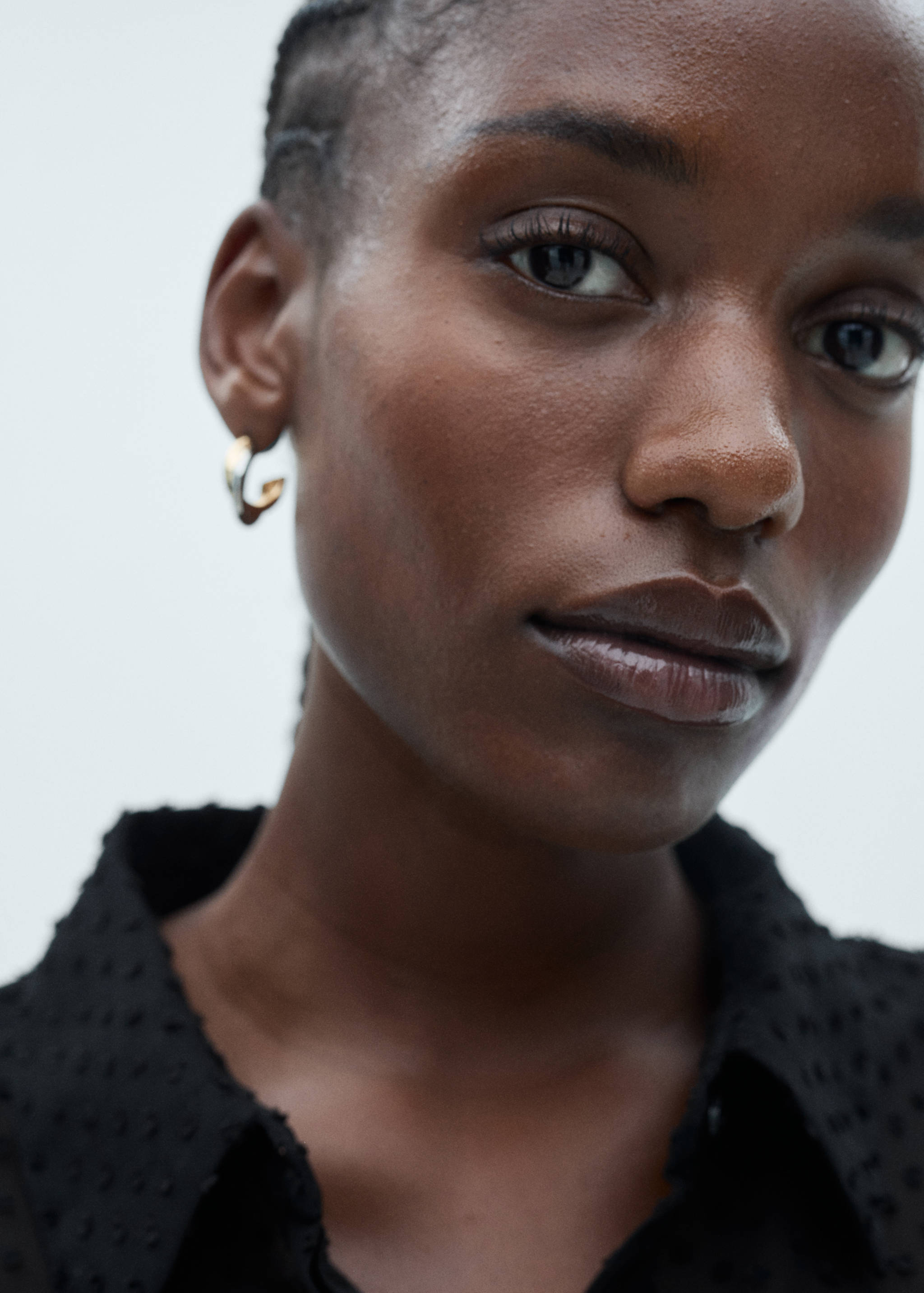 暗扣波点网纱衬衫 - null