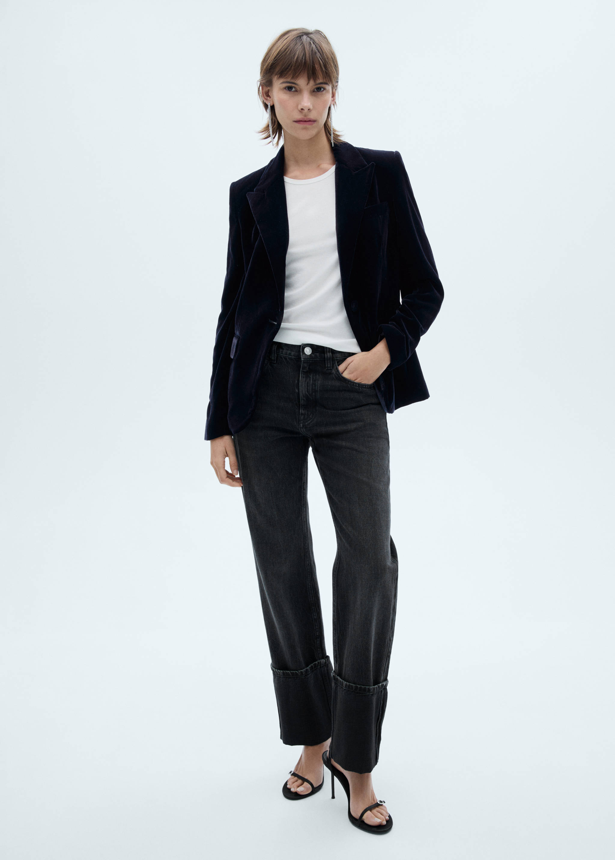 Structured velvet blazer - General plane