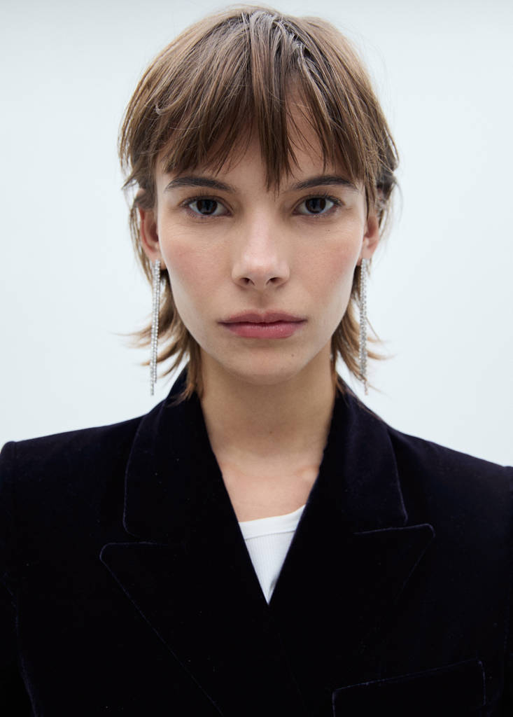 Structured velvet blazer — Night Blue