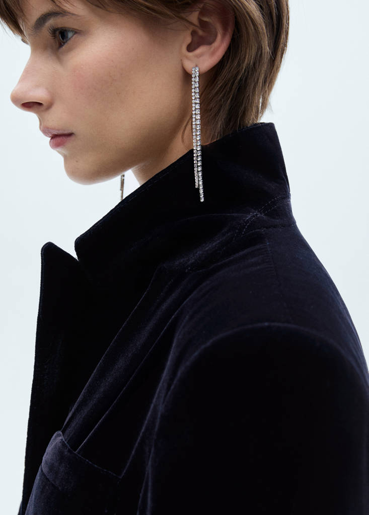 Structured velvet blazer — Night Blue