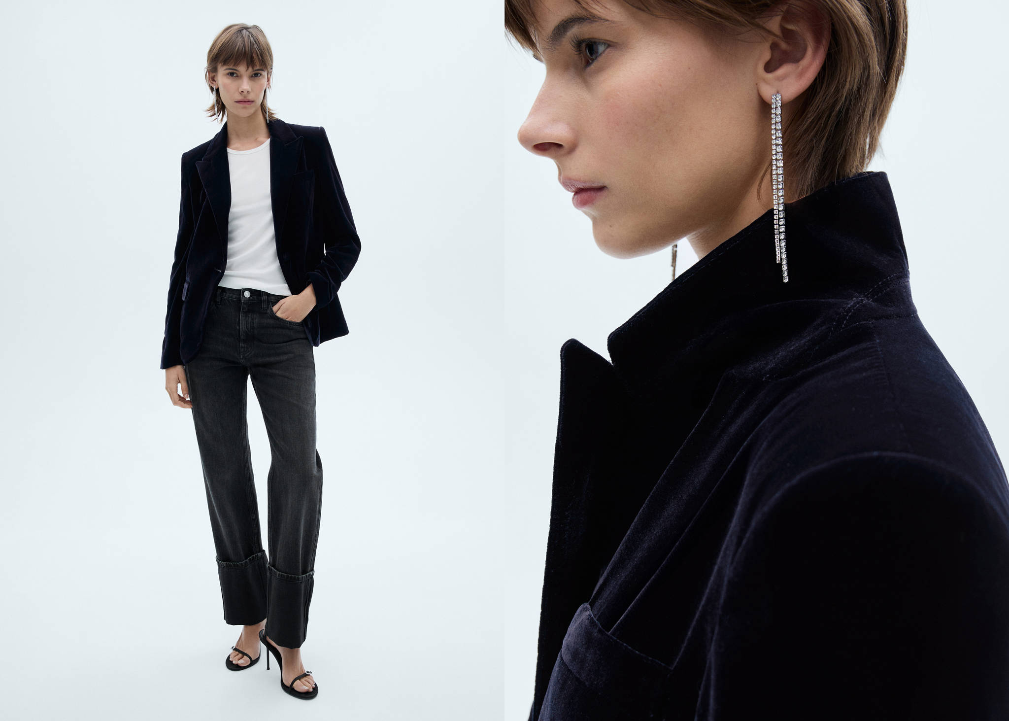 Structured velvet blazer - Panoramic plane
