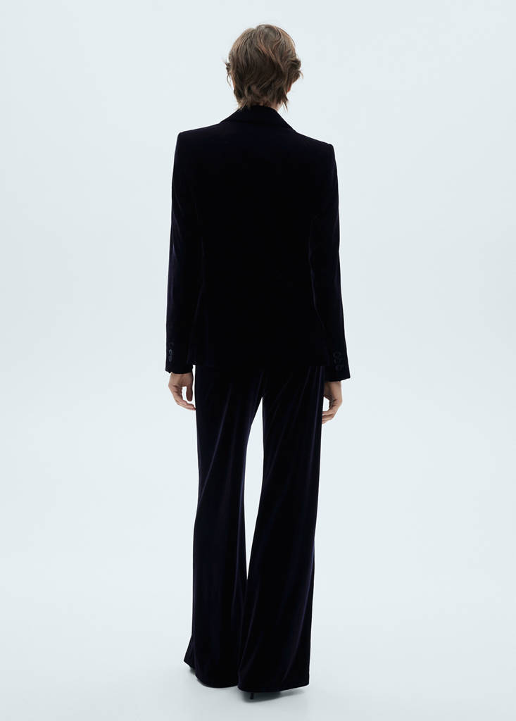 Structured velvet blazer — Night Blue