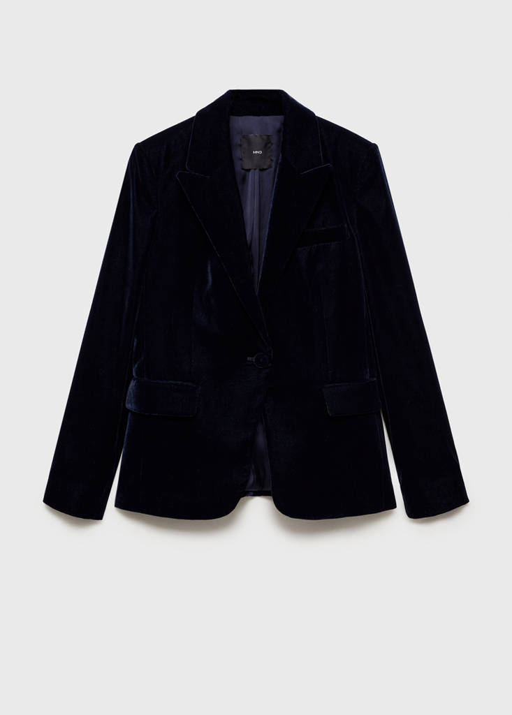 Structured velvet blazer — Night Blue