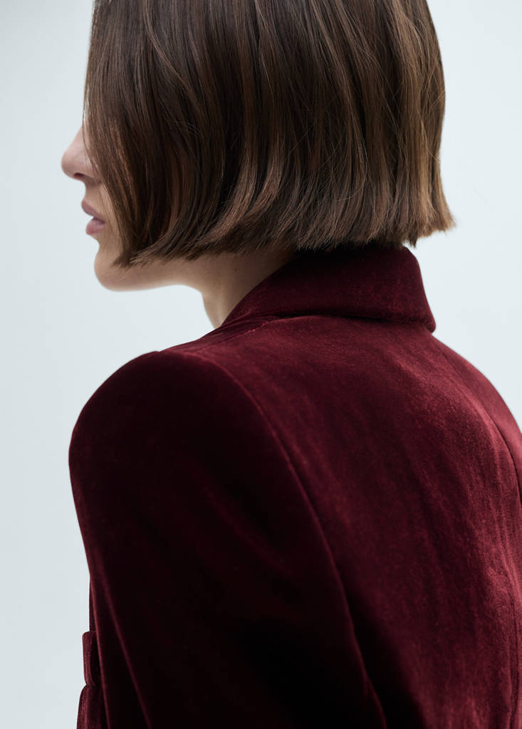 Structured velvet blazer — Maroon