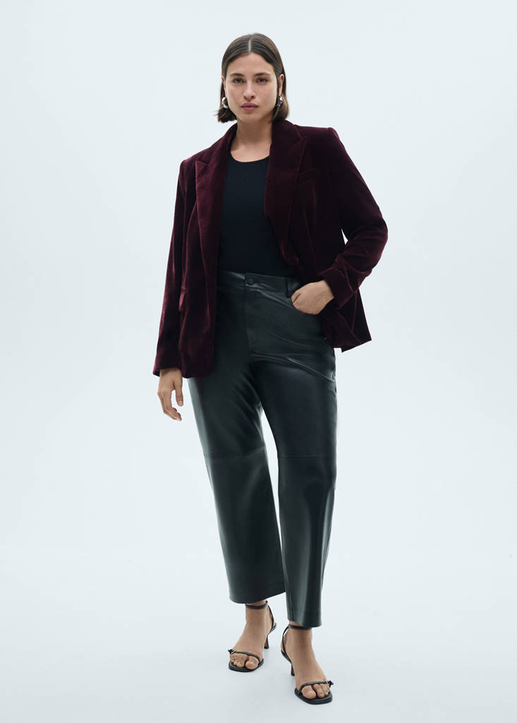 Structured velvet blazer — Maroon