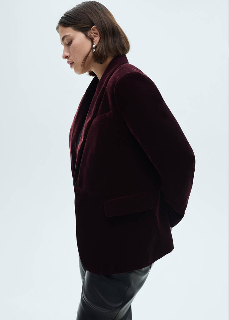 Structured velvet blazer — Maroon